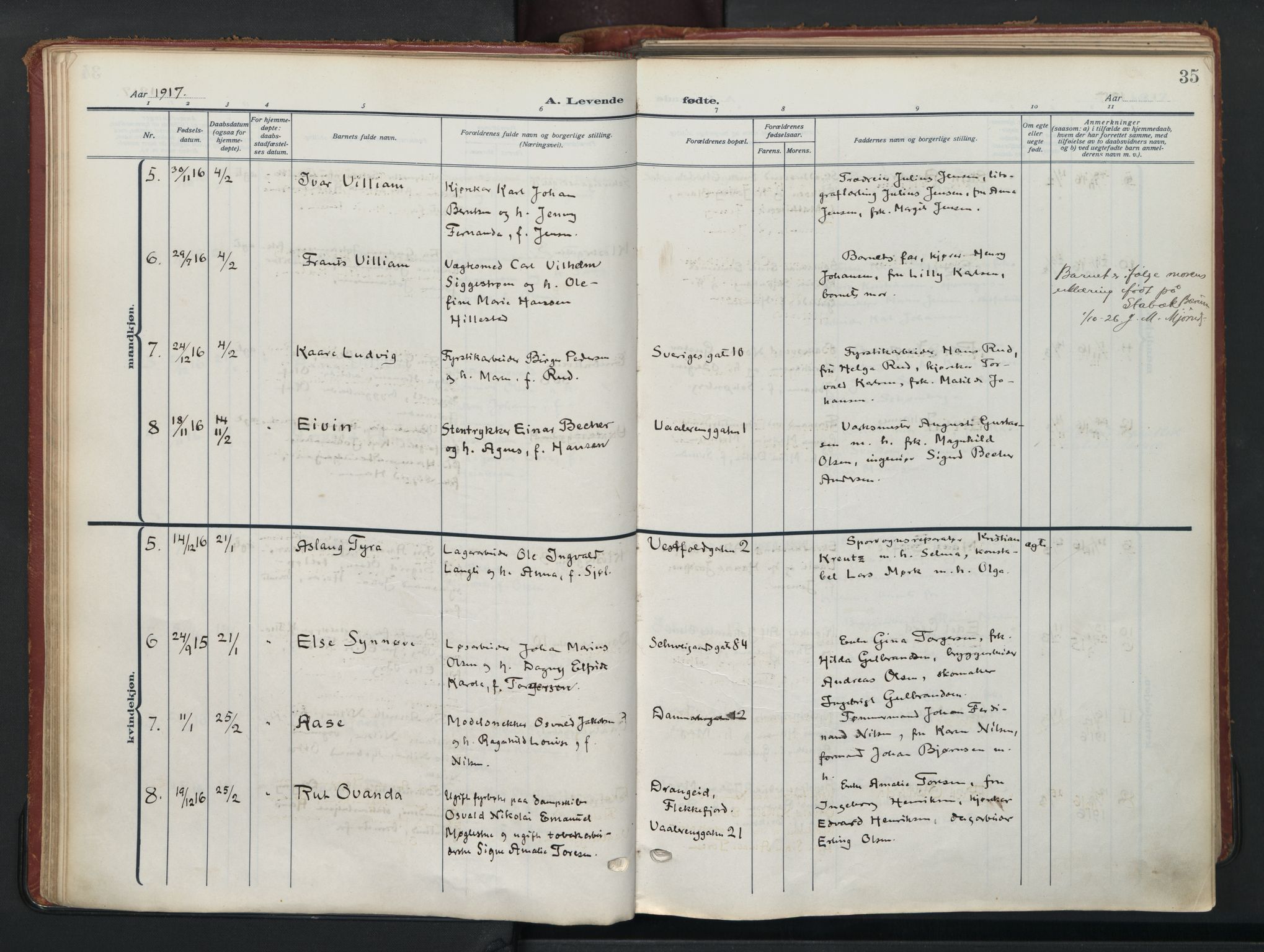 Vålerengen prestekontor Kirkebøker, SAO/A-10878/F/Fa/L0004: Parish register (official) no. 4, 1915-1929, p. 35