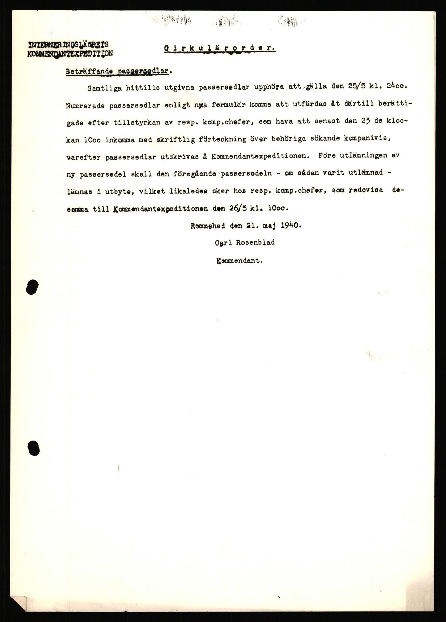 Forsvaret, Forsvarets krigshistoriske avdeling, AV/RA-RAFA-2017/Y/Yf/L0205: II-C-11-2110 - Norske internert i Sverige 1940, 1940, p. 23