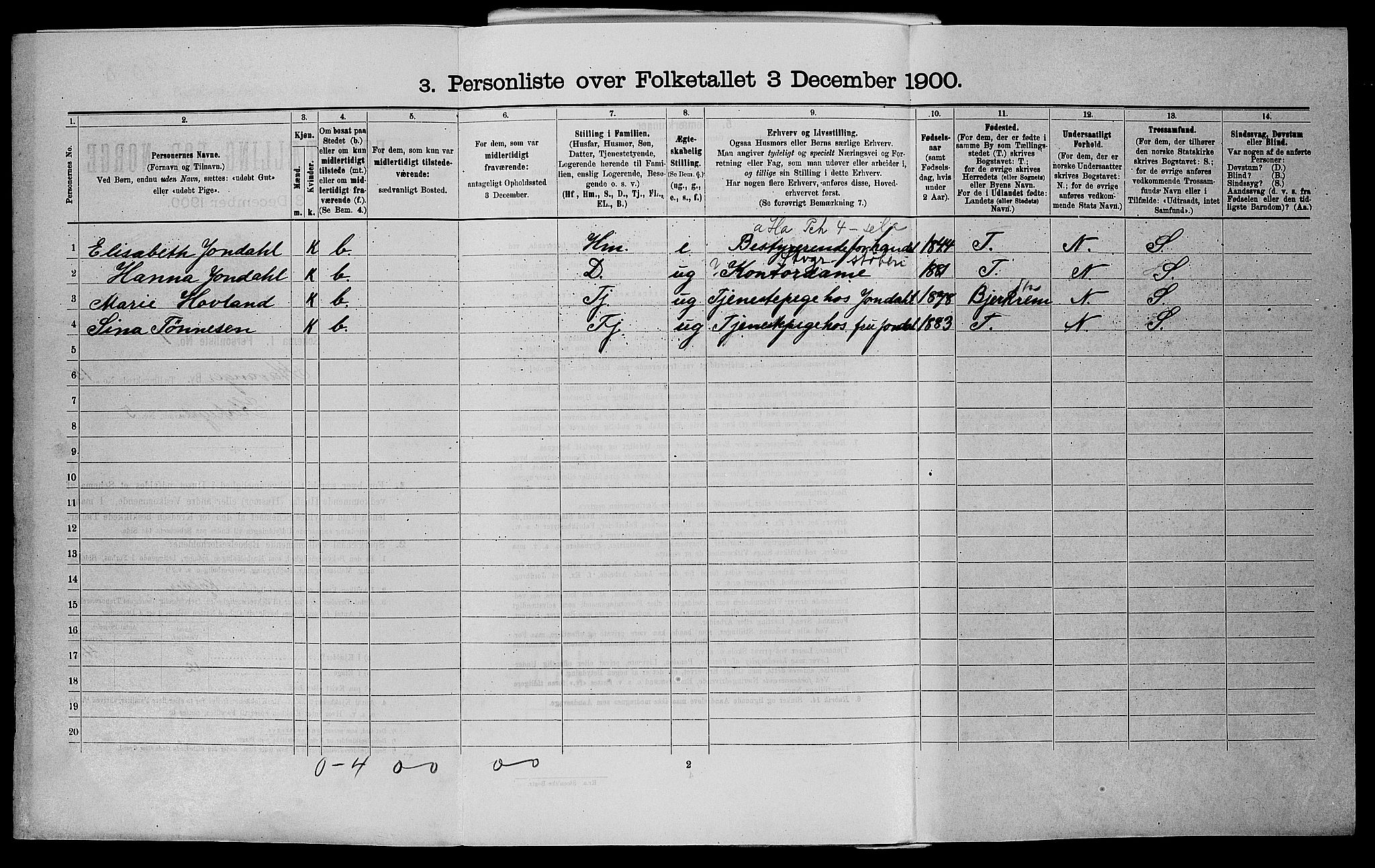SAST, 1900 census for Stavanger, 1900, p. 6124