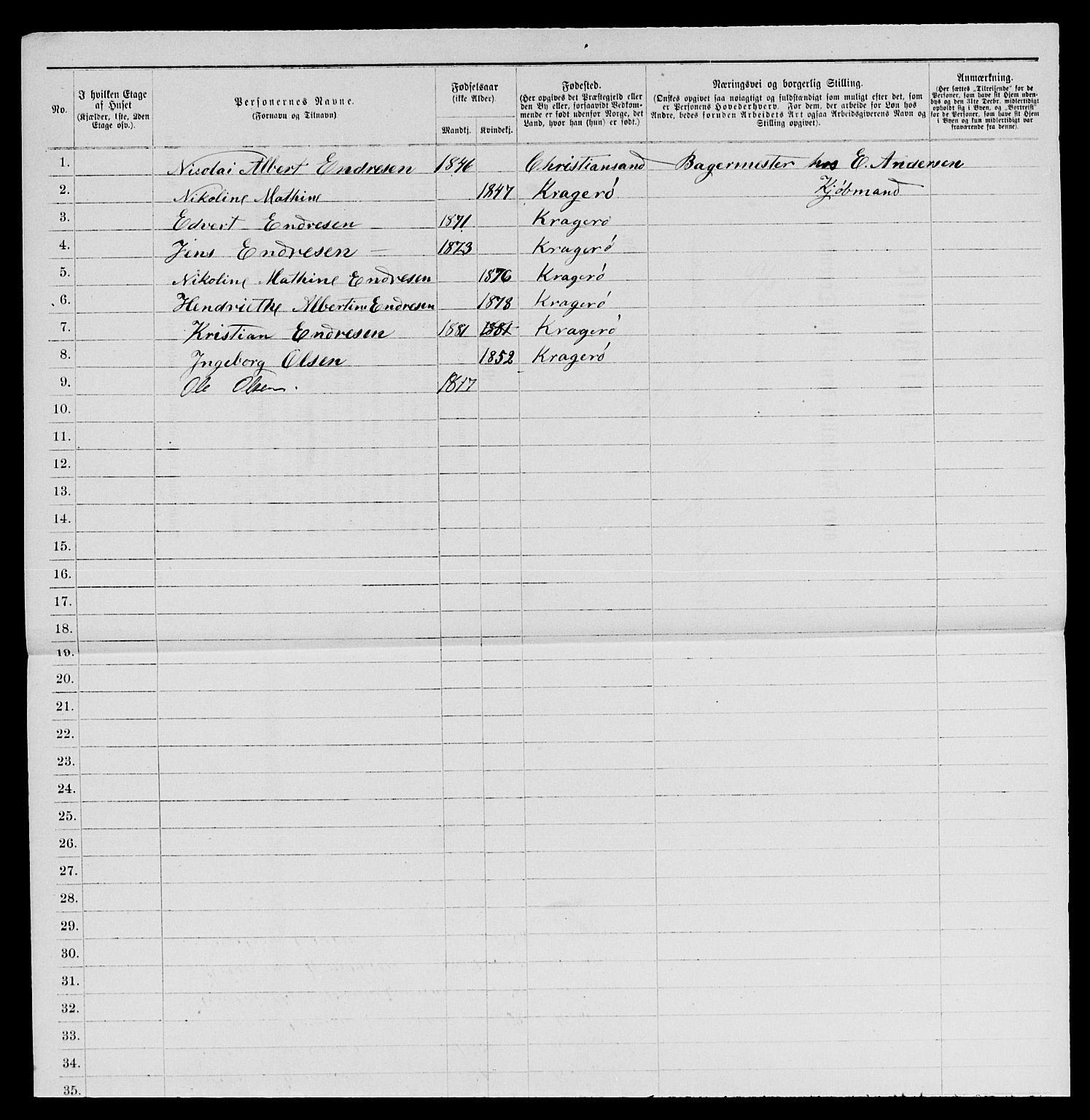 SAKO, 1885 census for 0801 Kragerø, 1885, p. 799