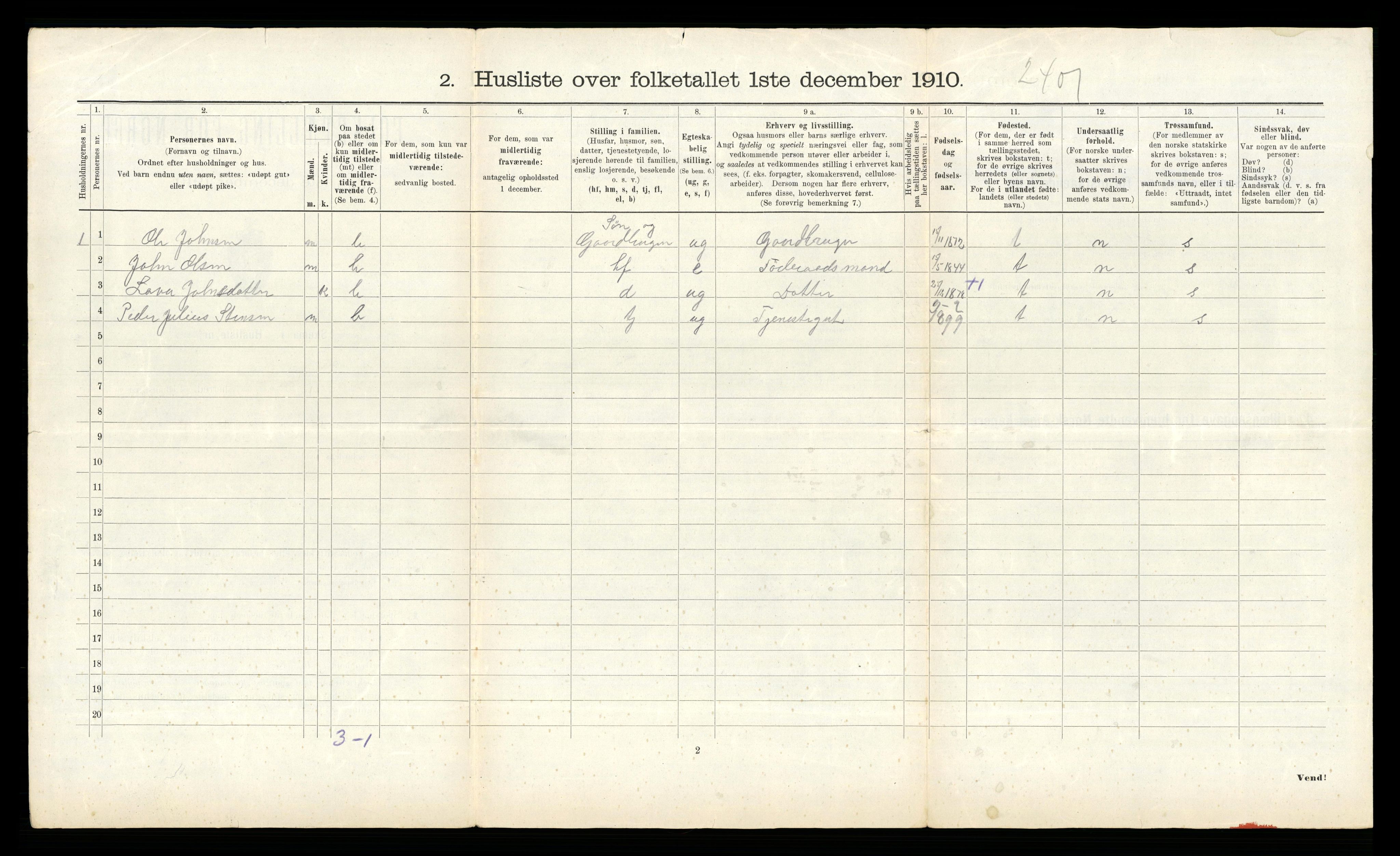 RA, 1910 census for Lierne, 1910, p. 414