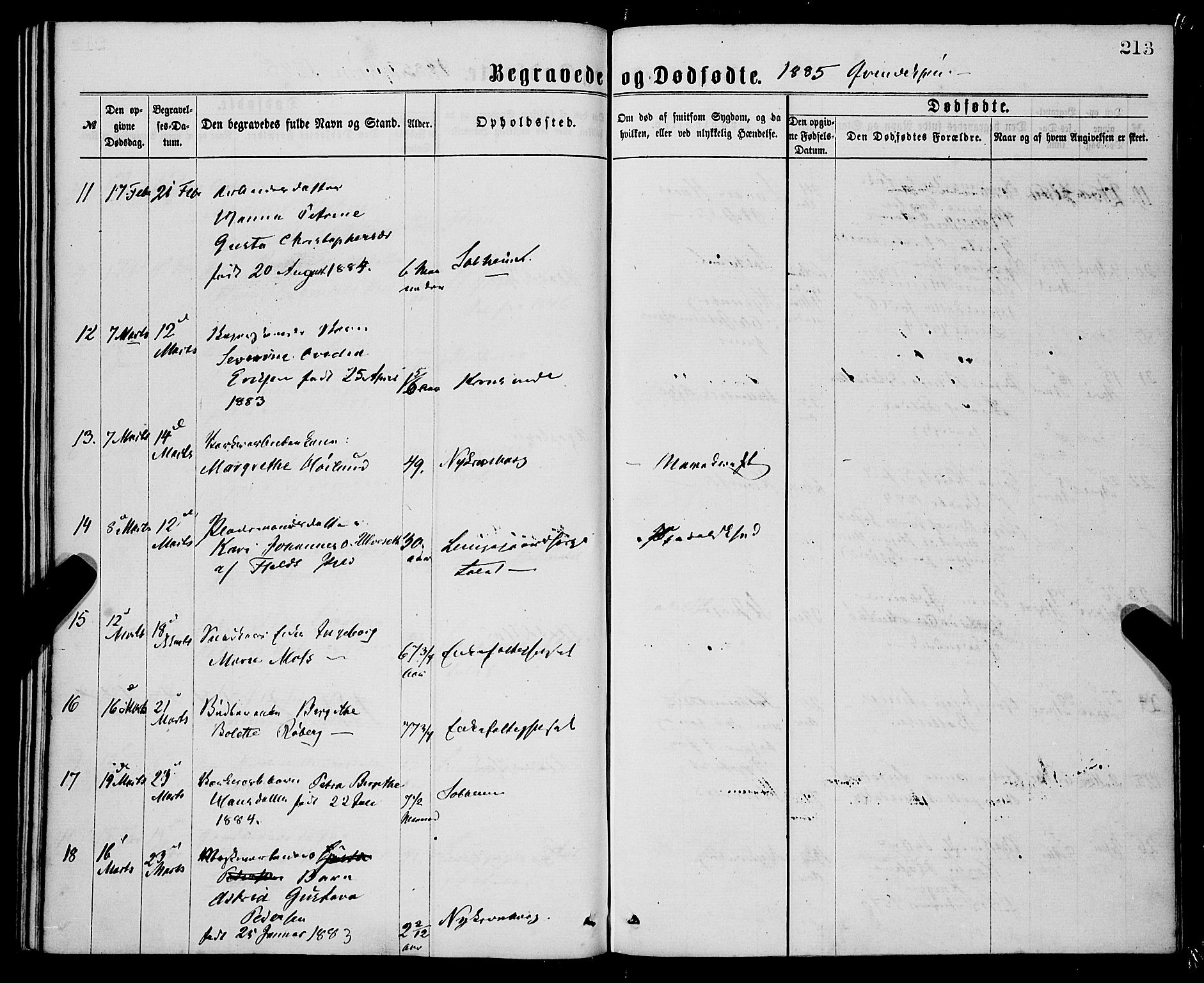 St. Jørgens hospital og Årstad sokneprestembete, AV/SAB-A-99934: Parish register (official) no. A 11, 1864-1886, p. 213