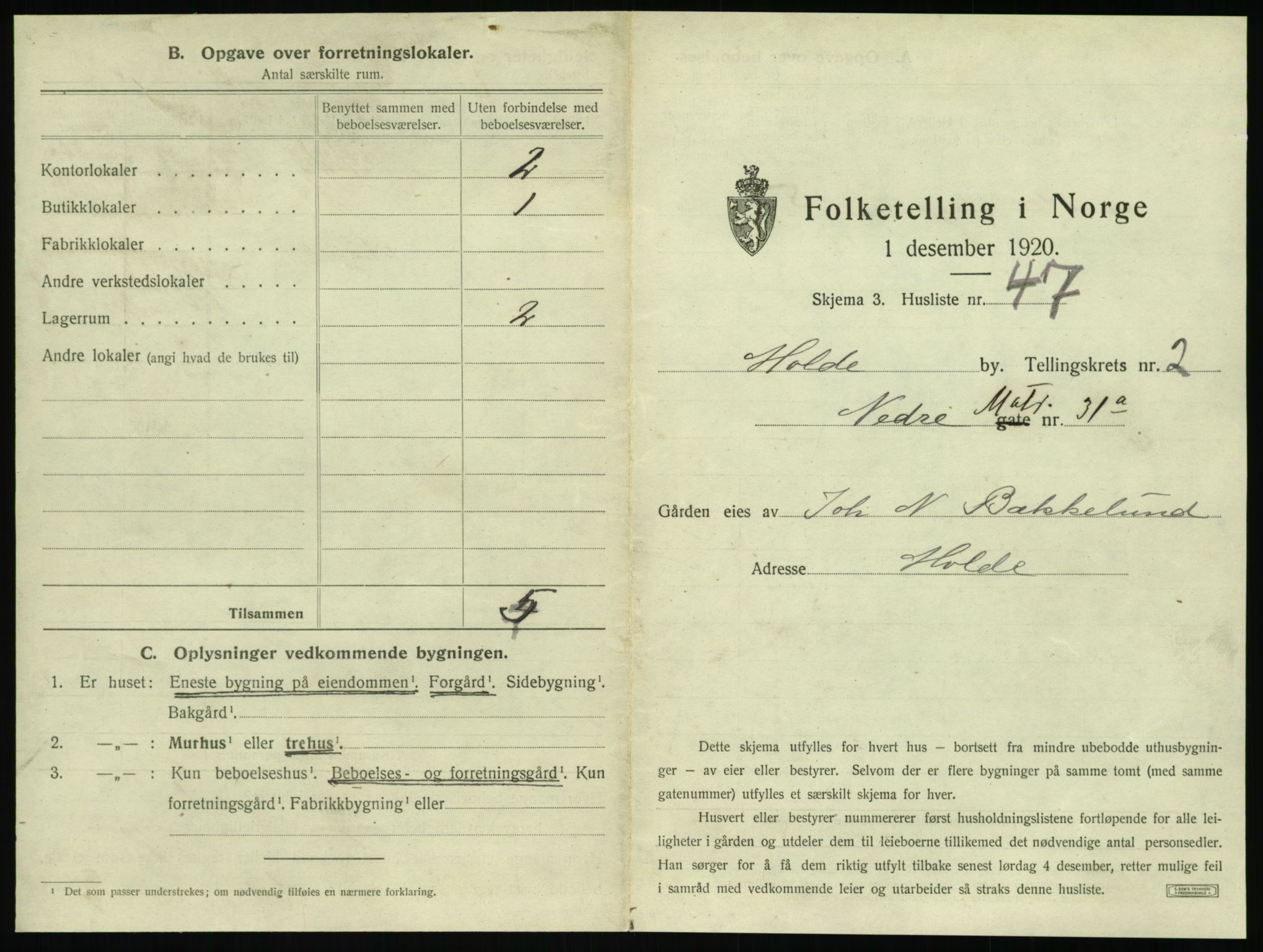 SAT, 1920 census for Molde, 1920, p. 217