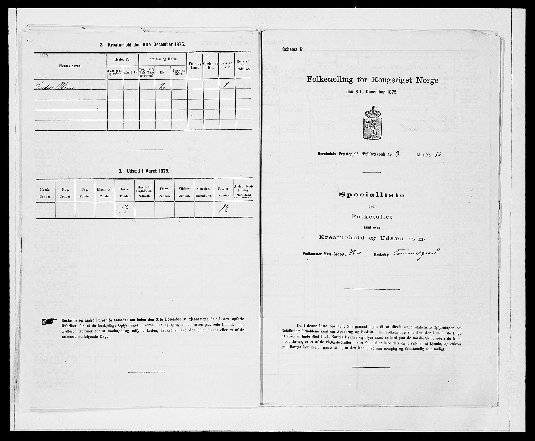 SAB, 1875 Census for 1444P Hornindal, 1875, p. 377