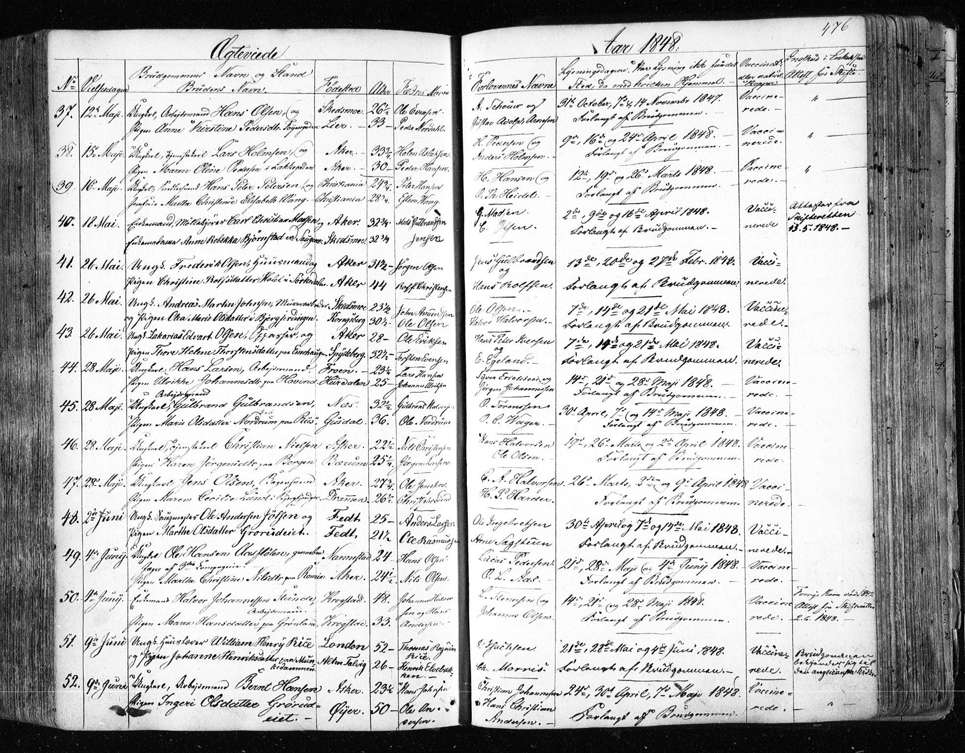 Aker prestekontor kirkebøker, AV/SAO-A-10861/F/L0019: Parish register (official) no. 19, 1842-1852, p. 476