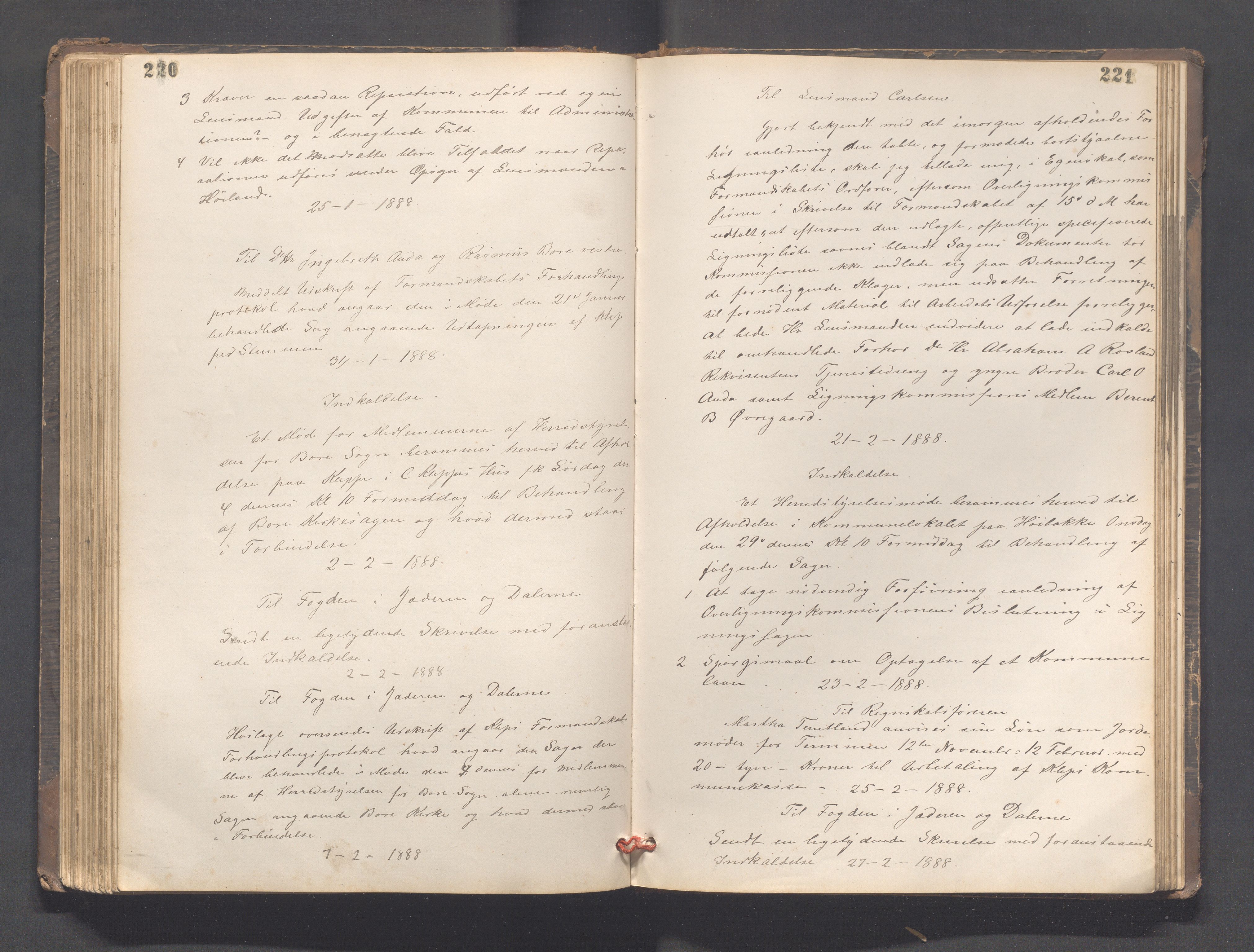 Klepp kommune - Formannskapet, IKAR/K-100277/B/L0003: Kopibok, 1877-1892, p. 220-221