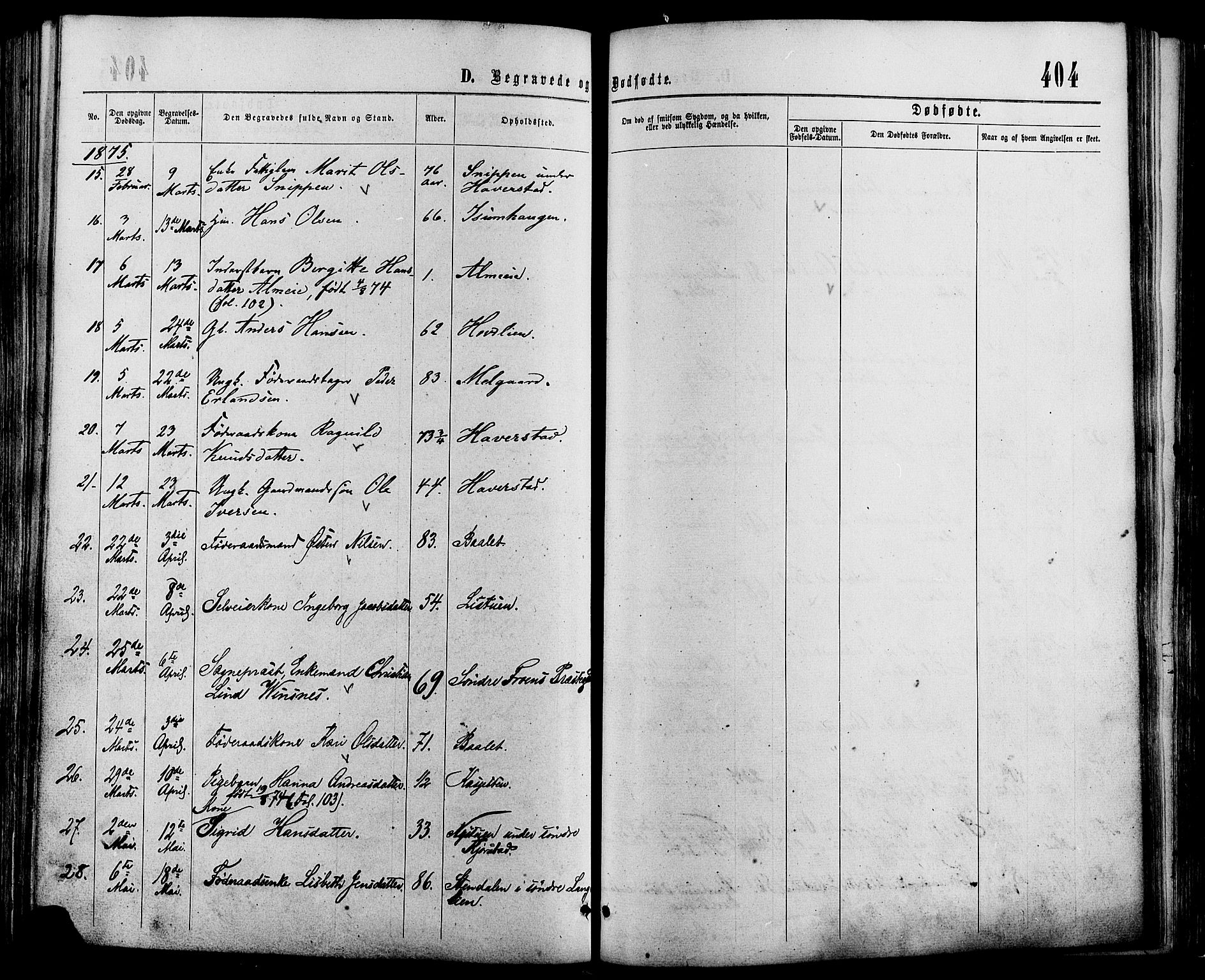 Sør-Fron prestekontor, SAH/PREST-010/H/Ha/Haa/L0002: Parish register (official) no. 2, 1864-1880, p. 404