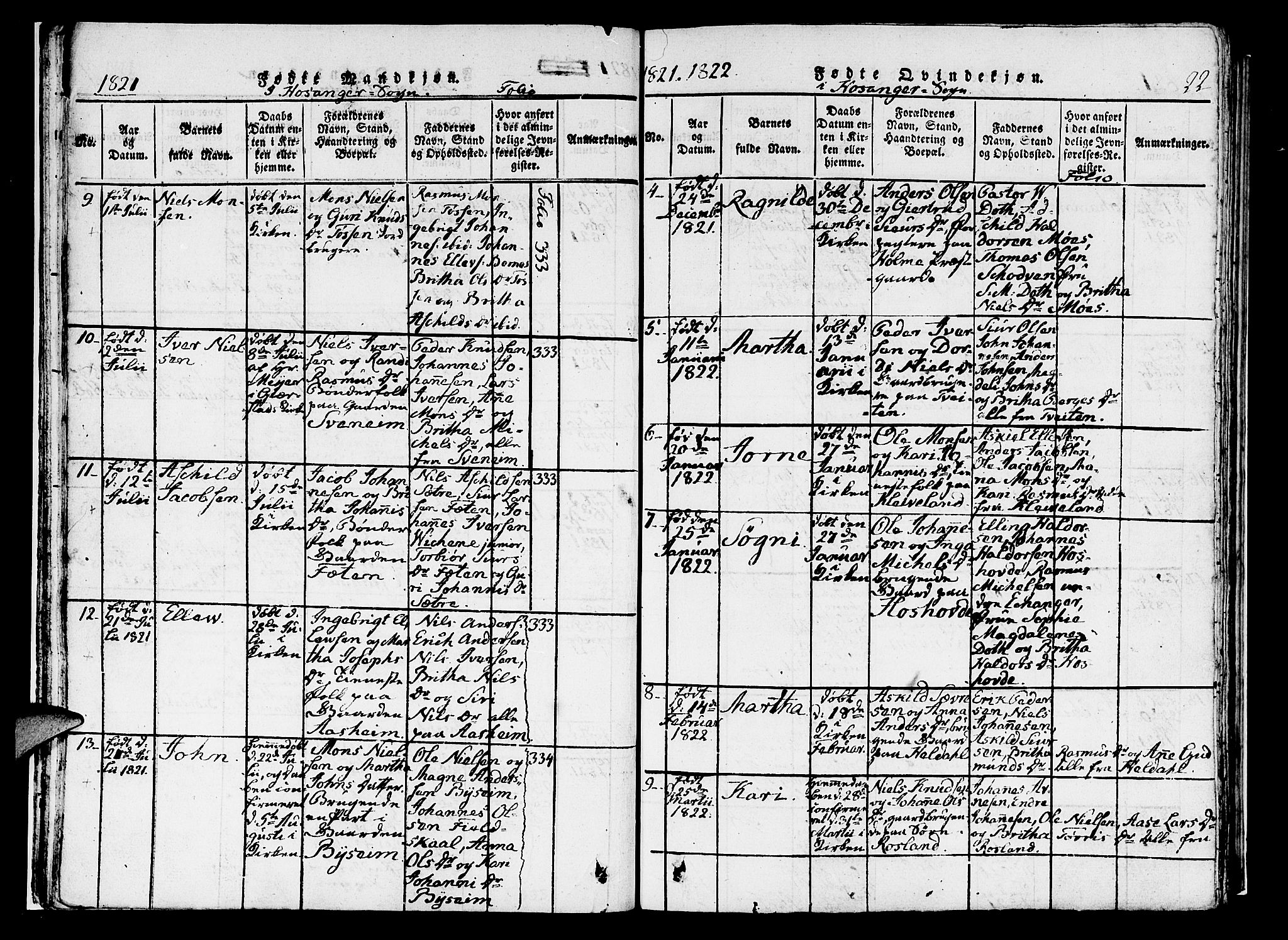 Hosanger sokneprestembete, AV/SAB-A-75801/H/Haa: Parish register (official) no. A 5, 1815-1824, p. 22