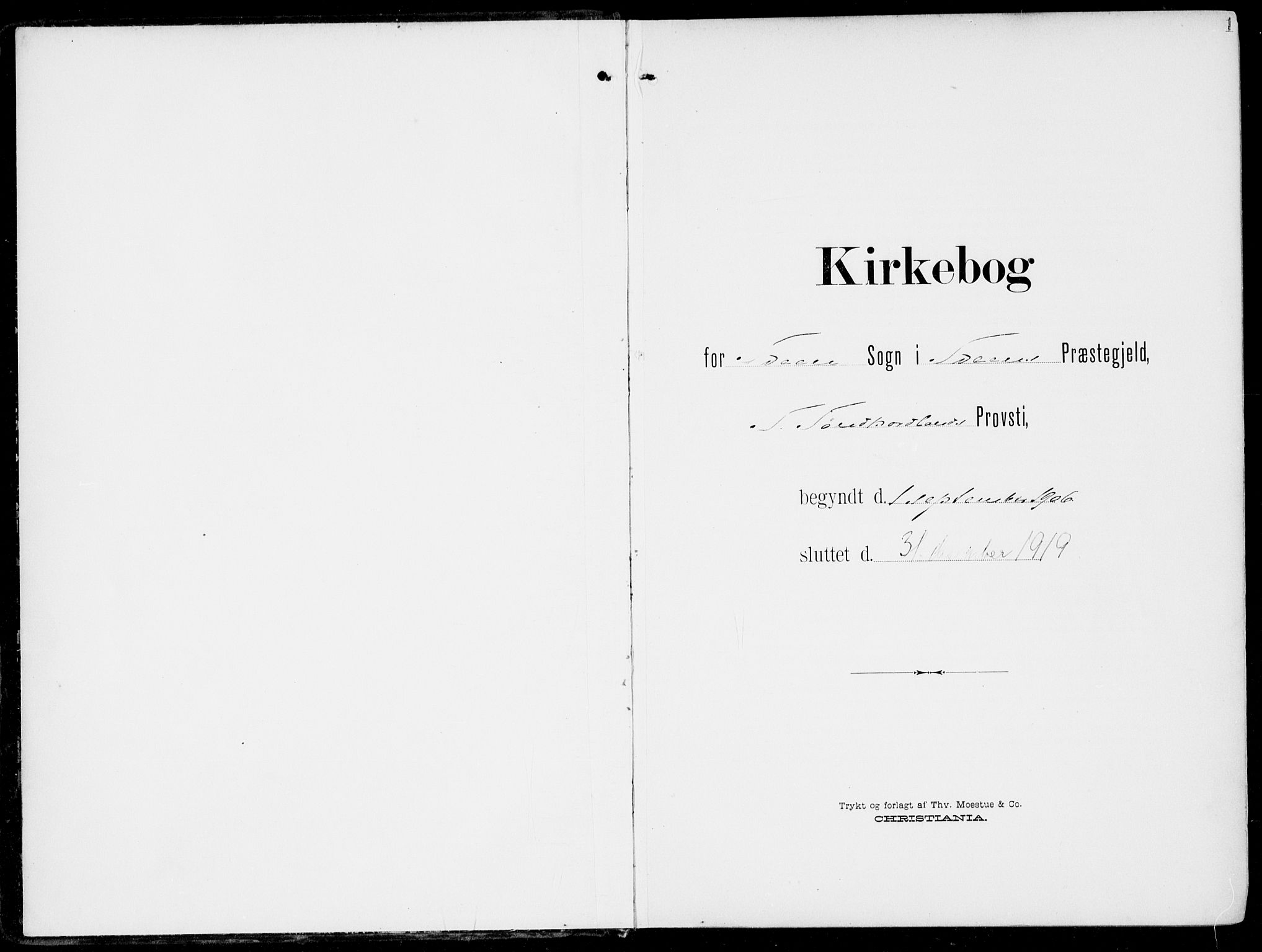 Sveio Sokneprestembete, SAB/A-78501/H/Haa: Parish register (official) no. B  4, 1906-1919, p. 1