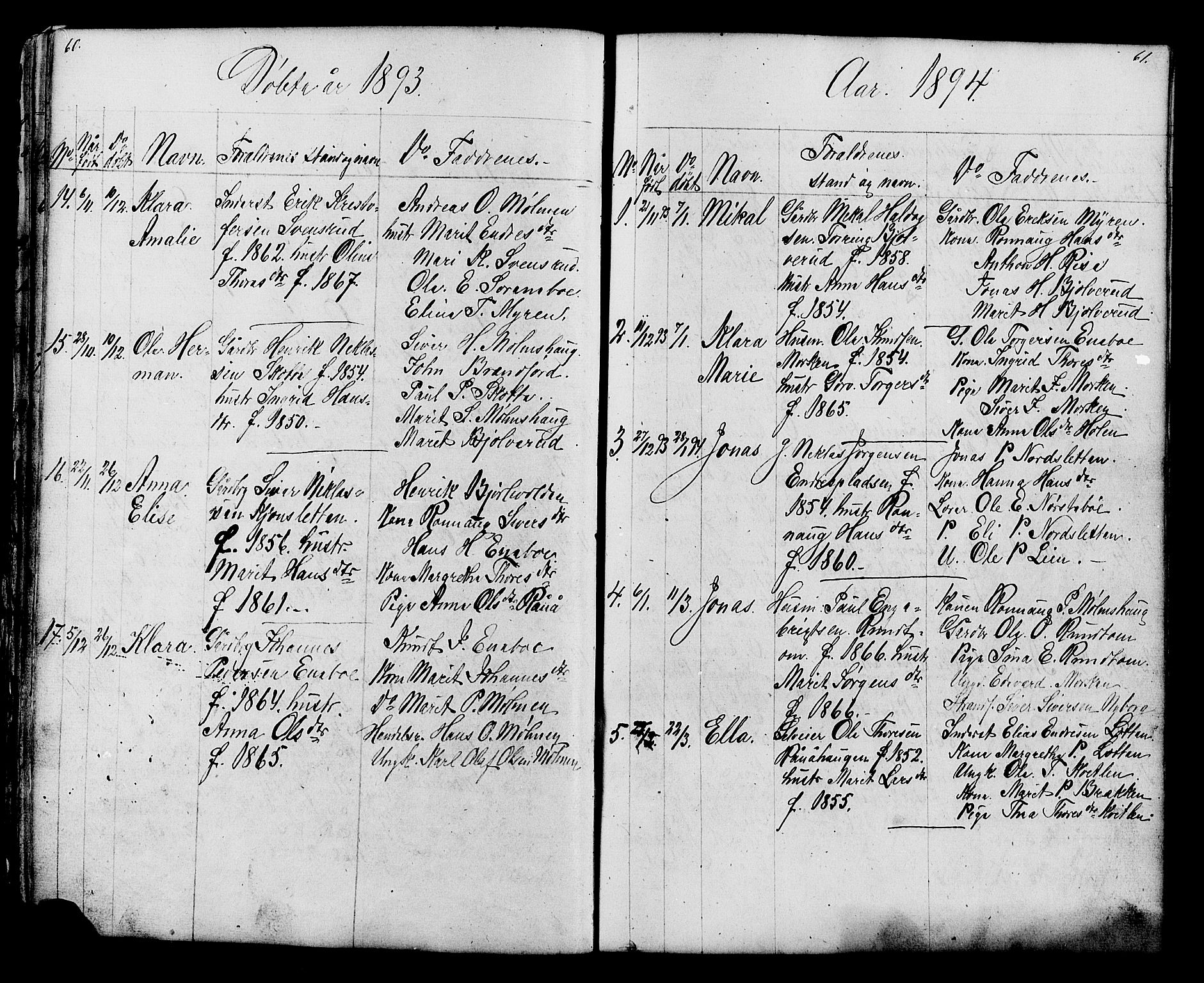 Lesja prestekontor, SAH/PREST-068/H/Ha/Hab/L0006: Parish register (copy) no. 6, 1871-1904, p. 60-61