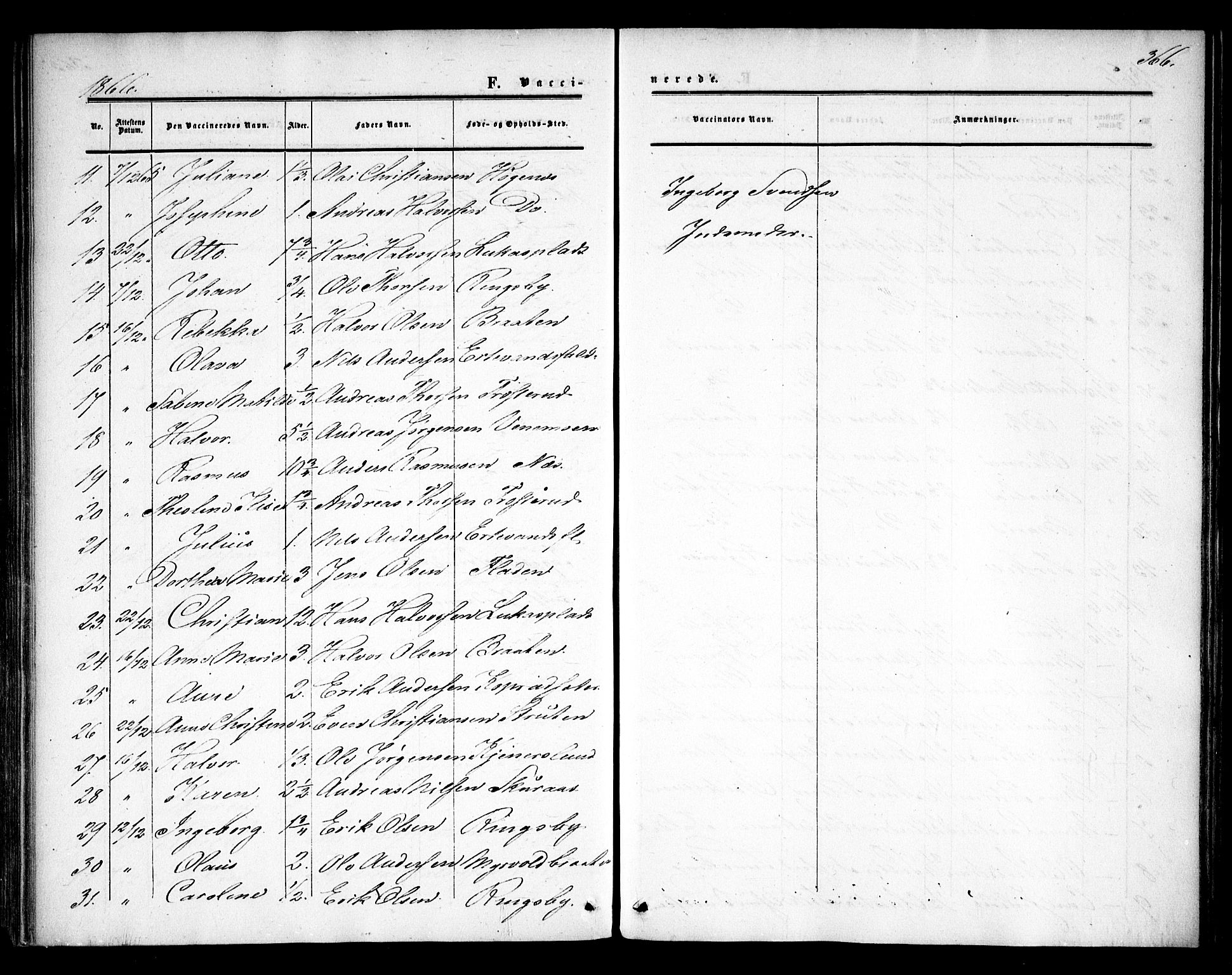 Rødenes prestekontor Kirkebøker, SAO/A-2005/F/Fa/L0007: Parish register (official) no. I 7, 1860-1869, p. 366