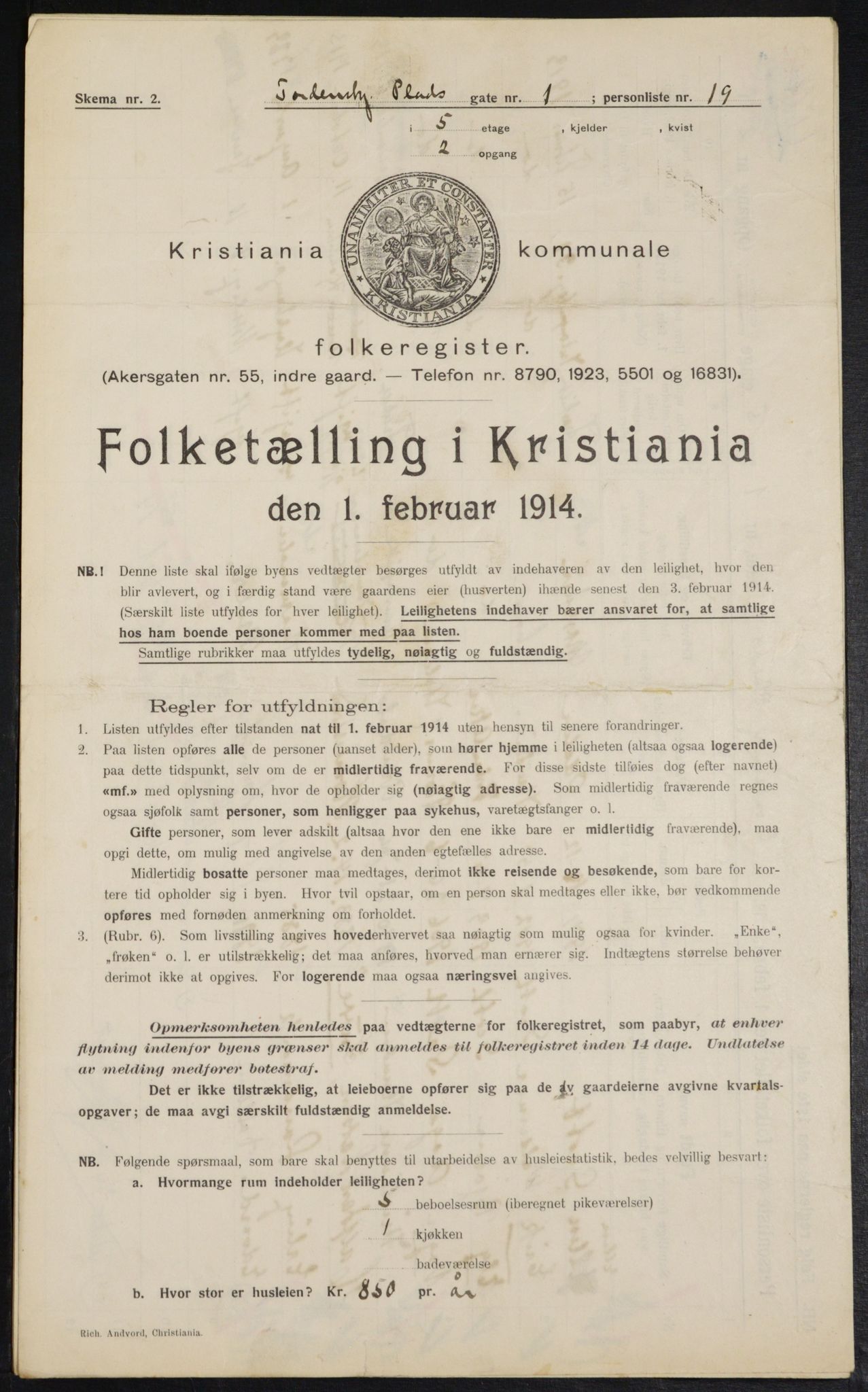 OBA, Municipal Census 1914 for Kristiania, 1914, p. 114654