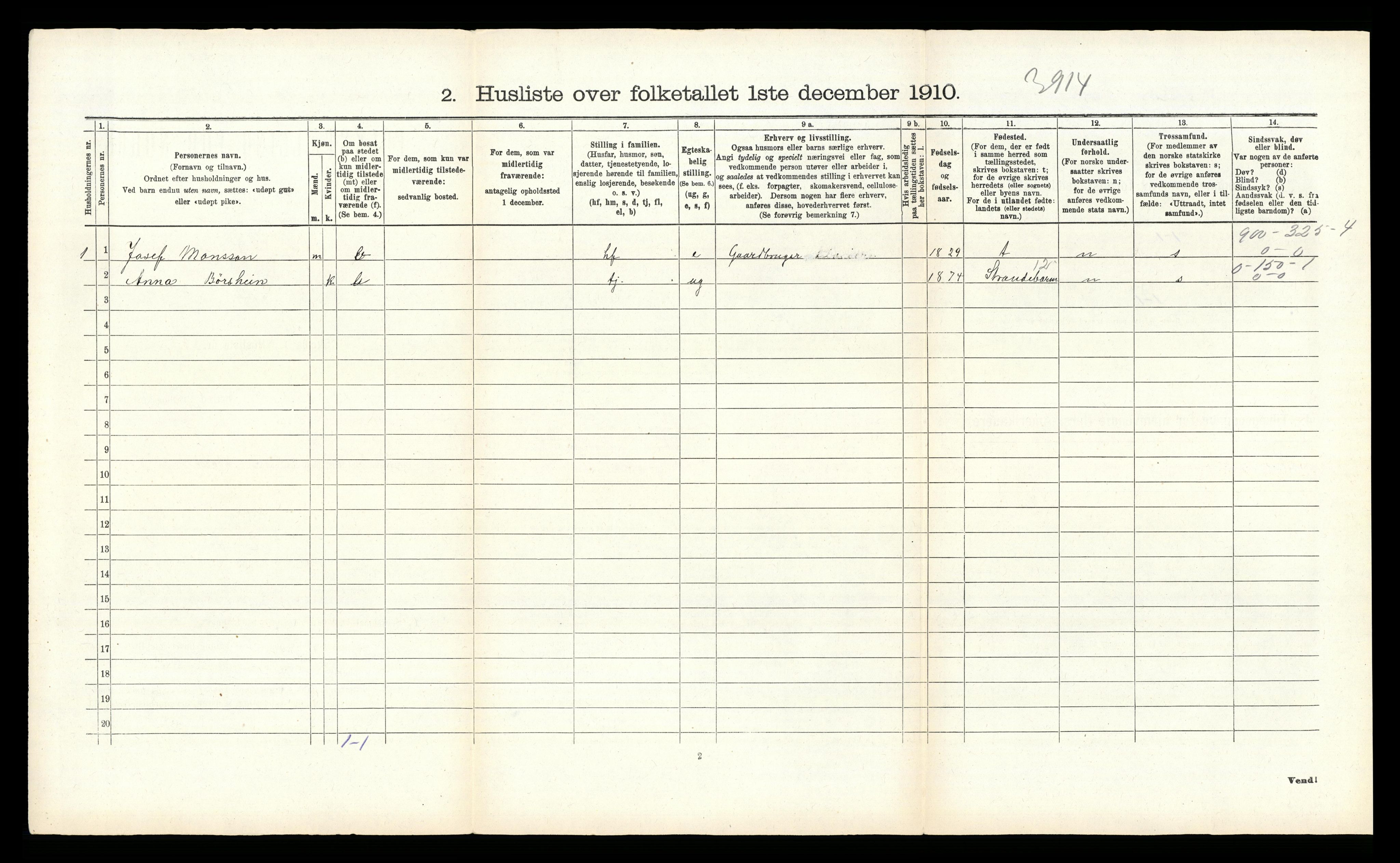 RA, 1910 census for Bruvik, 1910, p. 97