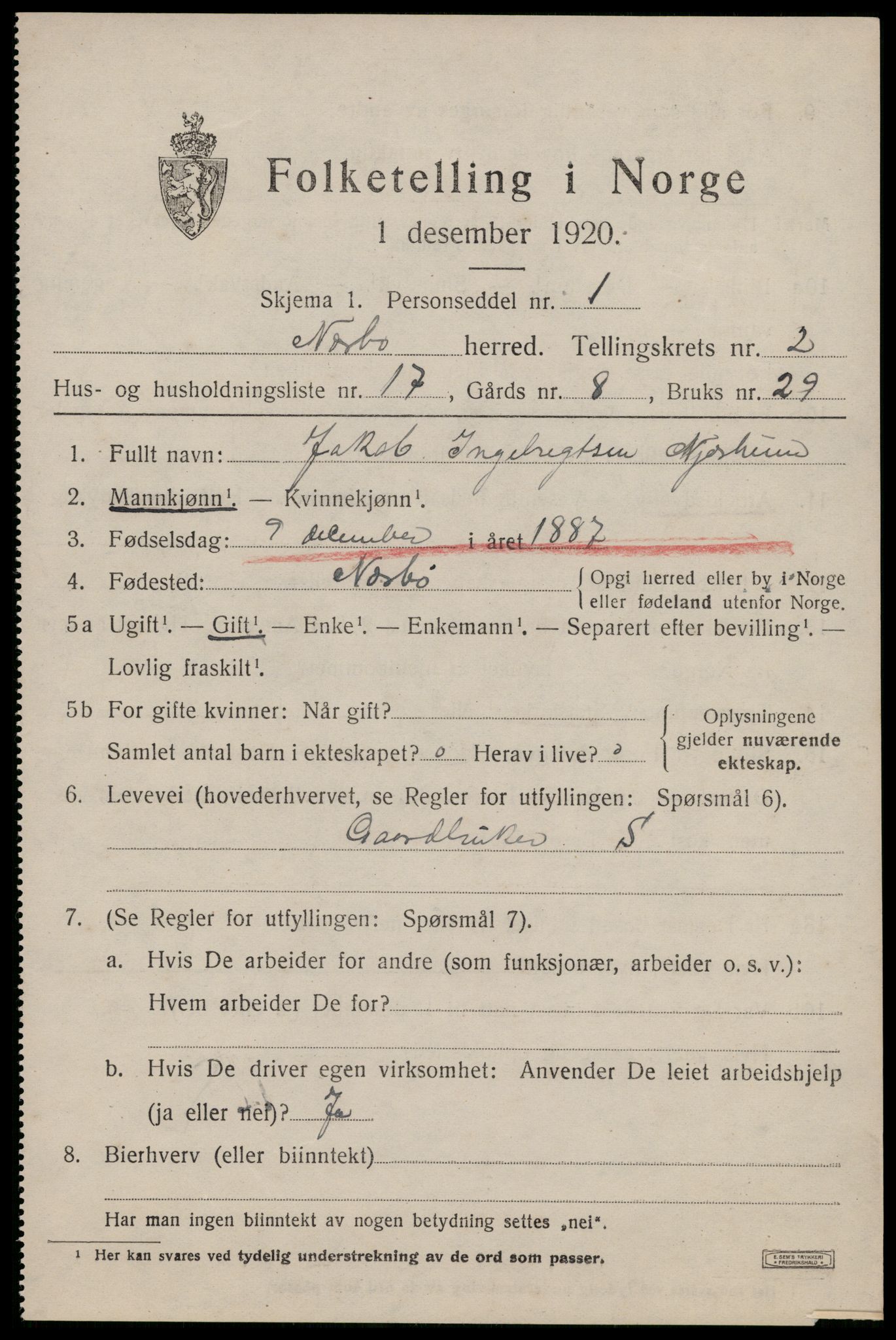 SAST, 1920 census for Nærbø, 1920, p. 1623