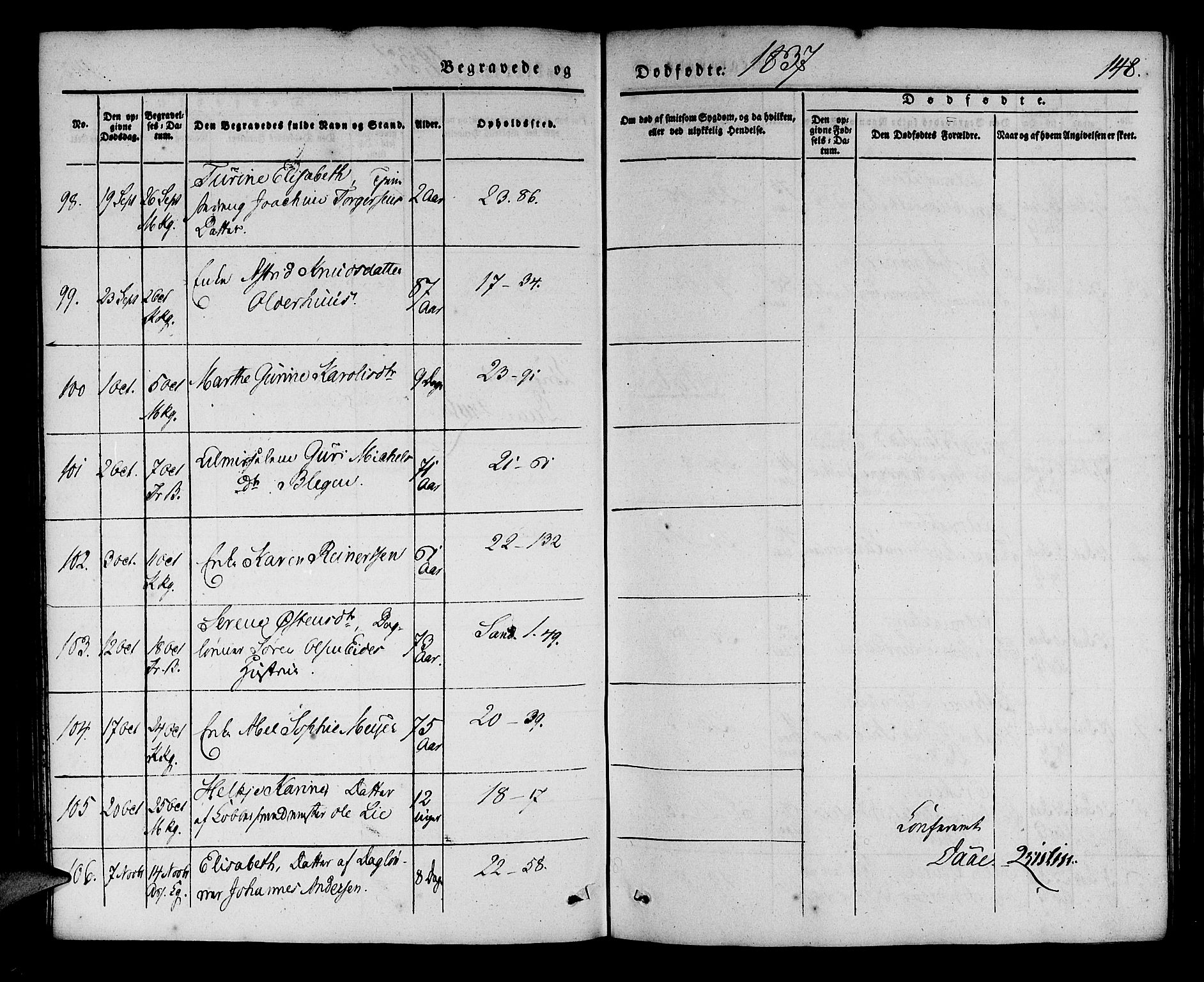 Korskirken sokneprestembete, SAB/A-76101/H/Haa/L0043: Parish register (official) no. E 1, 1834-1848, p. 148