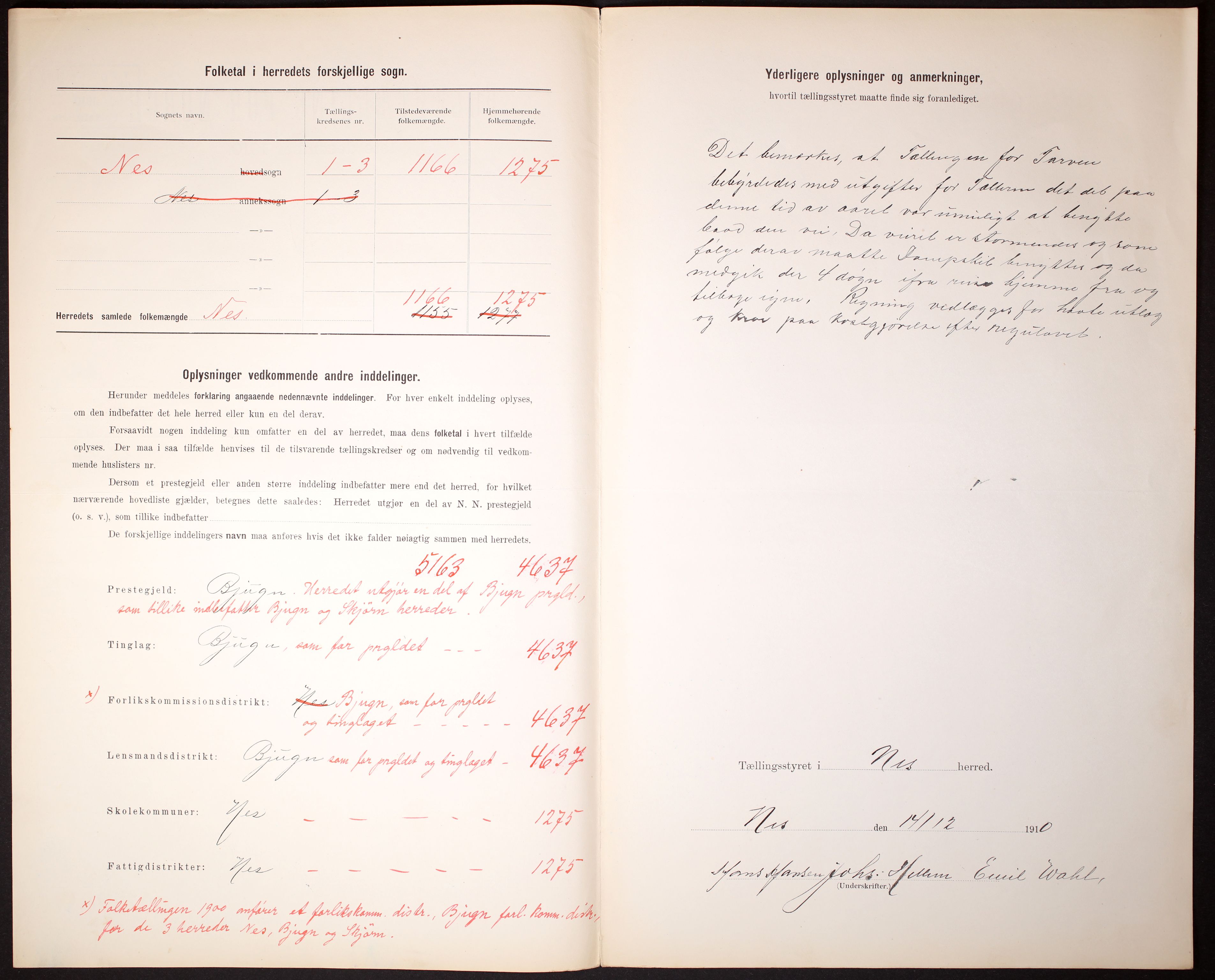 RA, 1910 census for Nes, 1910, p. 3