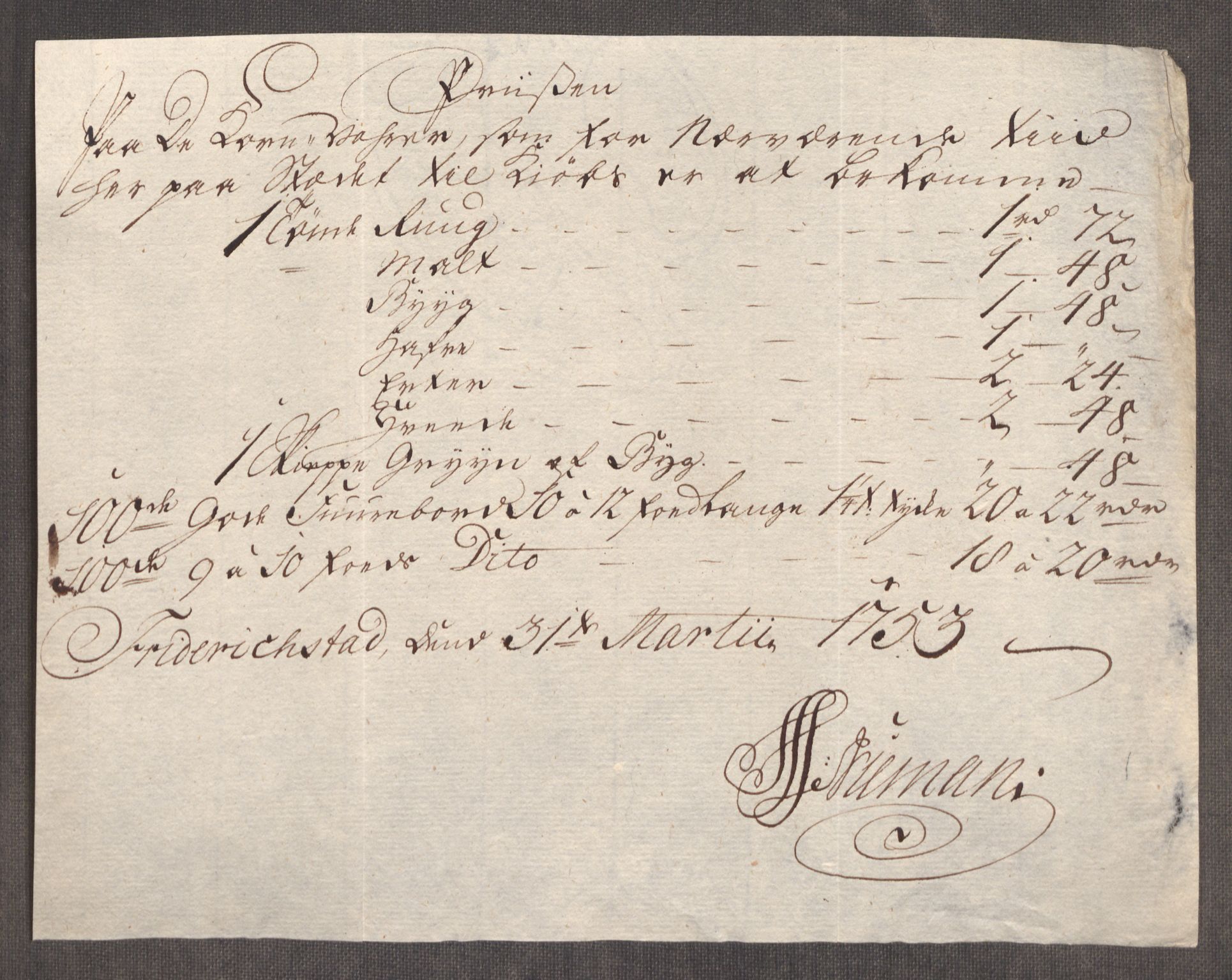 Rentekammeret inntil 1814, Realistisk ordnet avdeling, AV/RA-EA-4070/Oe/L0005: [Ø1]: Priskuranter, 1753-1757, p. 19