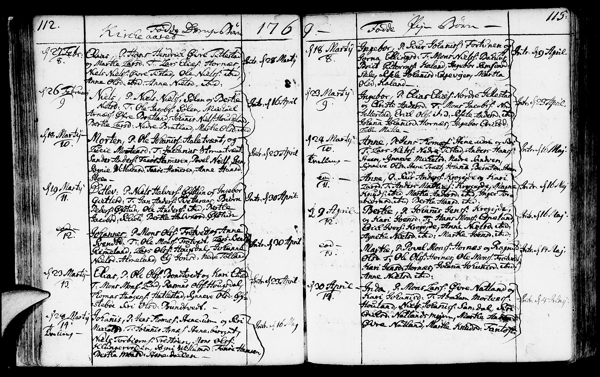 Fana Sokneprestembete, AV/SAB-A-75101/H/Haa/Haaa/L0004: Parish register (official) no. A 4, 1757-1774, p. 112-113