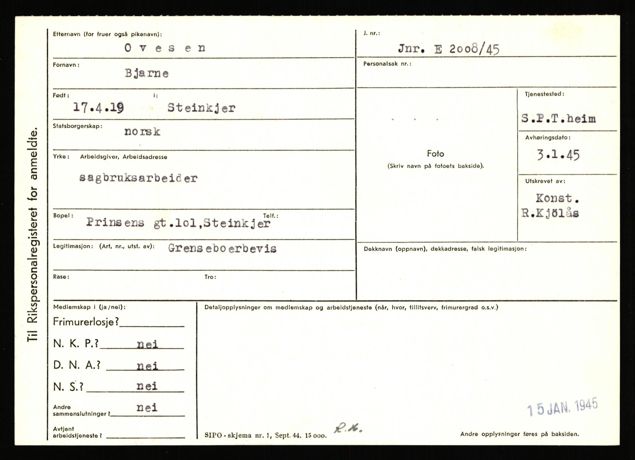Statspolitiet - Hovedkontoret / Osloavdelingen, AV/RA-S-1329/C/Ca/L0012: Oanæs - Quistgaard	, 1943-1945, p. 2836