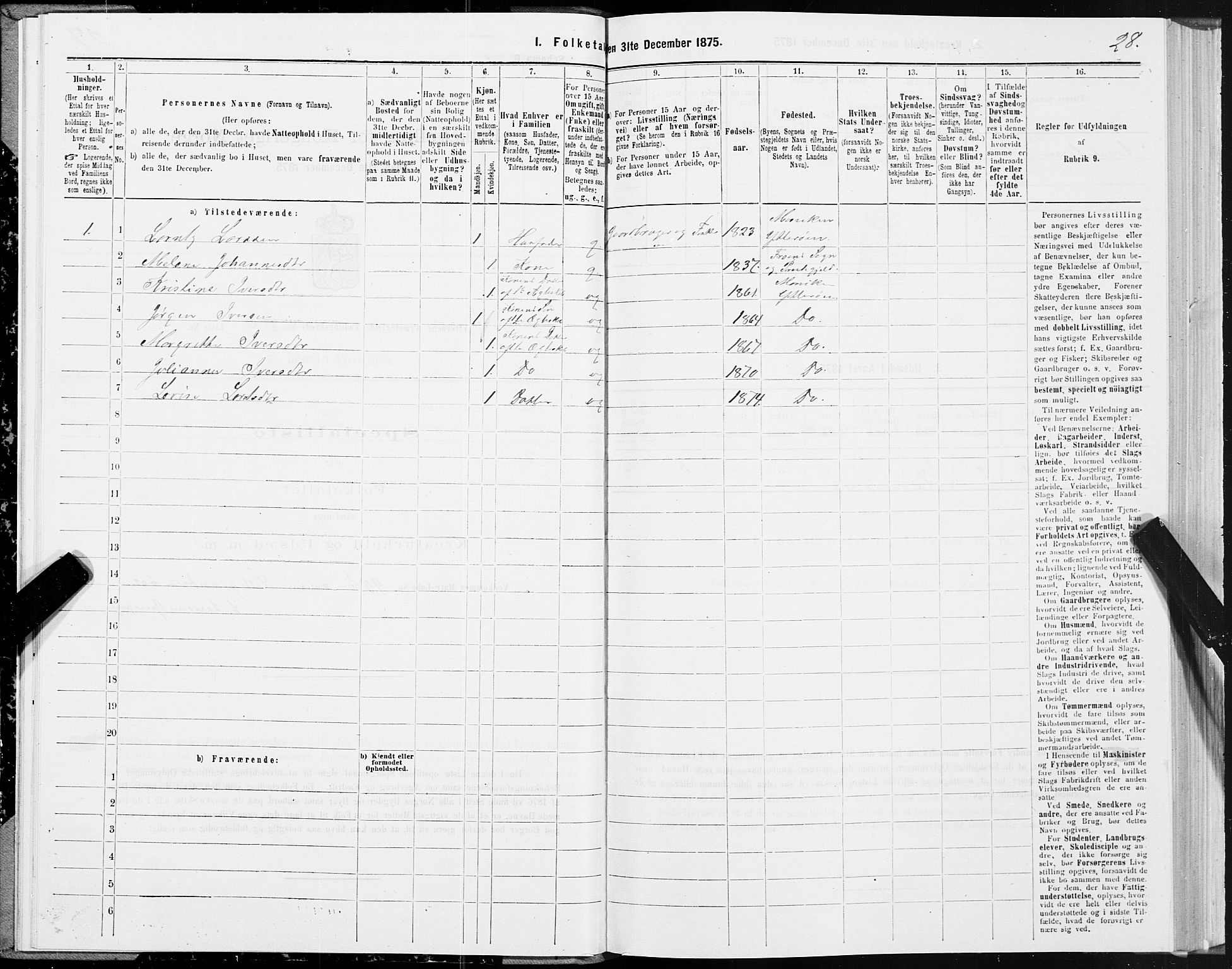 SAT, 1875 census for 1722P Ytterøy, 1875, p. 3028