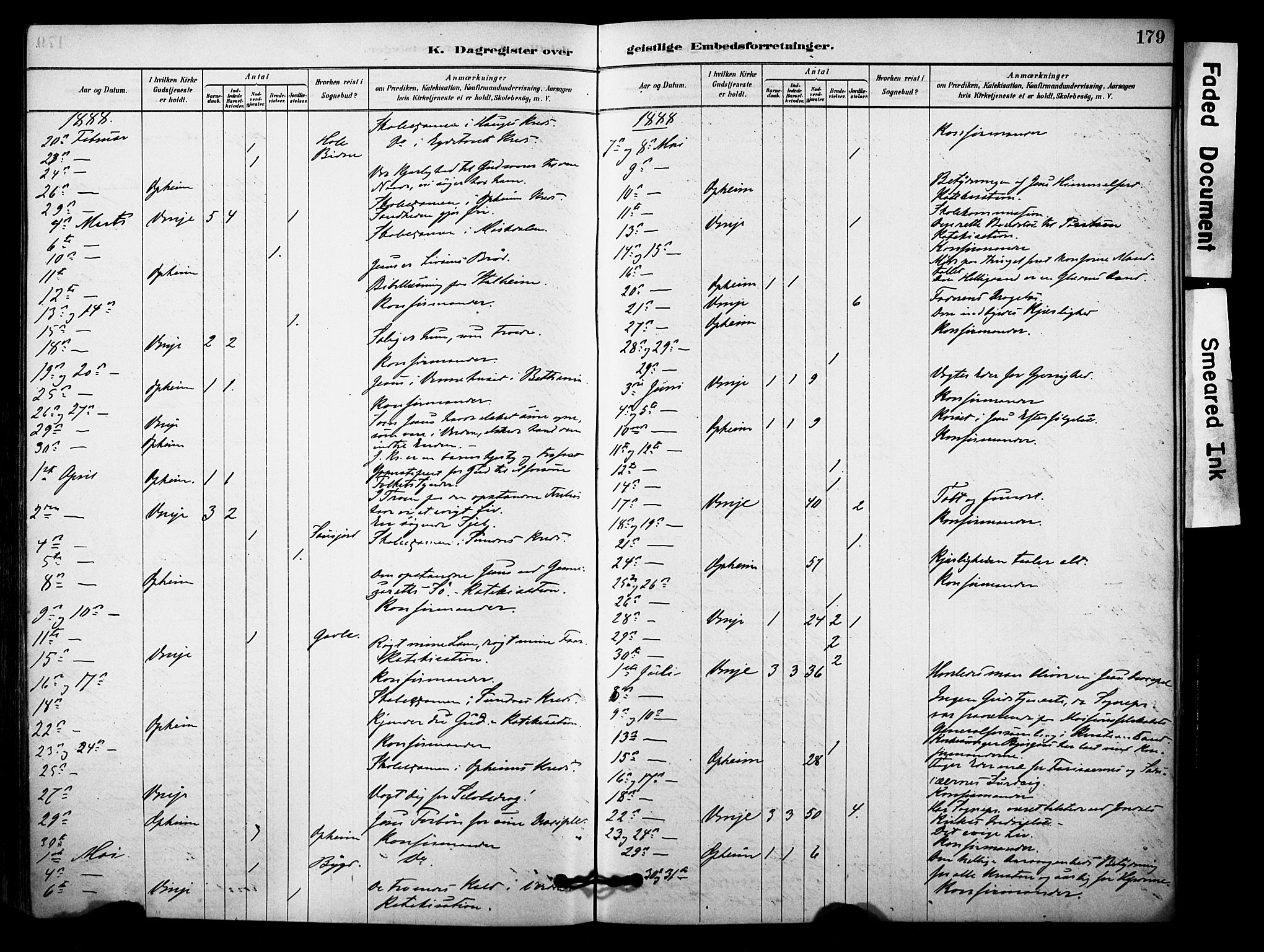 Vossestrand Sokneprestembete, AV/SAB-A-79101/H/Haa: Parish register (official) no. C 1, 1878-1903, p. 179