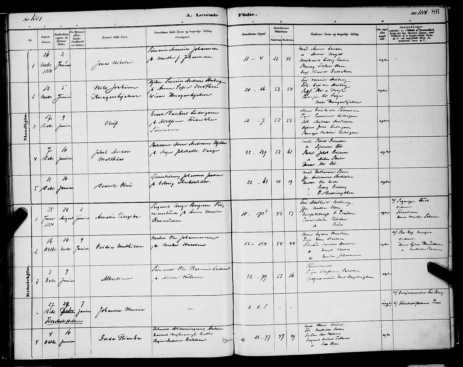 Korskirken sokneprestembete, SAB/A-76101/H/Hab: Parish register (copy) no. B 8, 1878-1887, p. 86