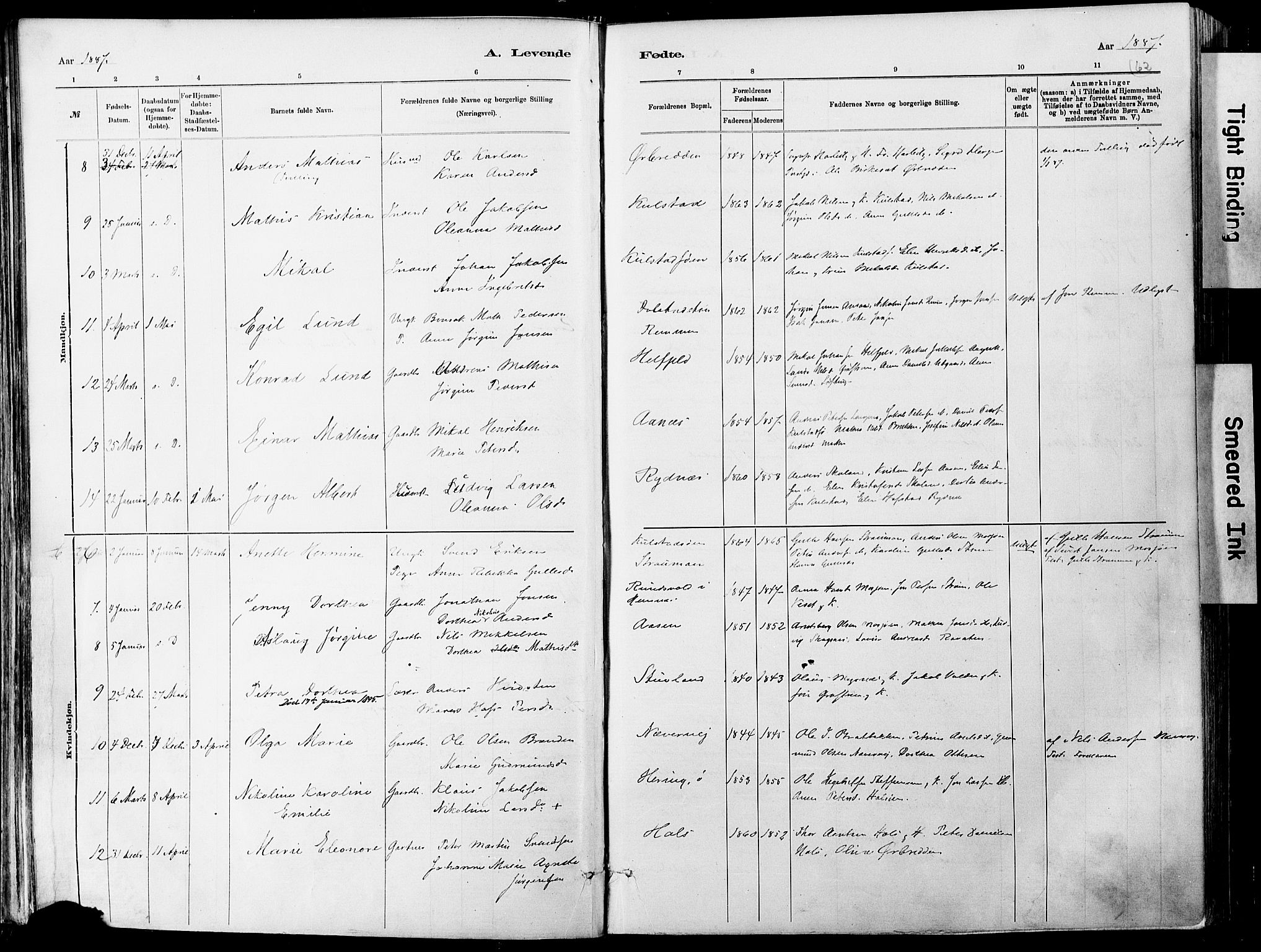 Ministerialprotokoller, klokkerbøker og fødselsregistre - Nordland, AV/SAT-A-1459/820/L0295: Parish register (official) no. 820A16, 1880-1896, p. 62