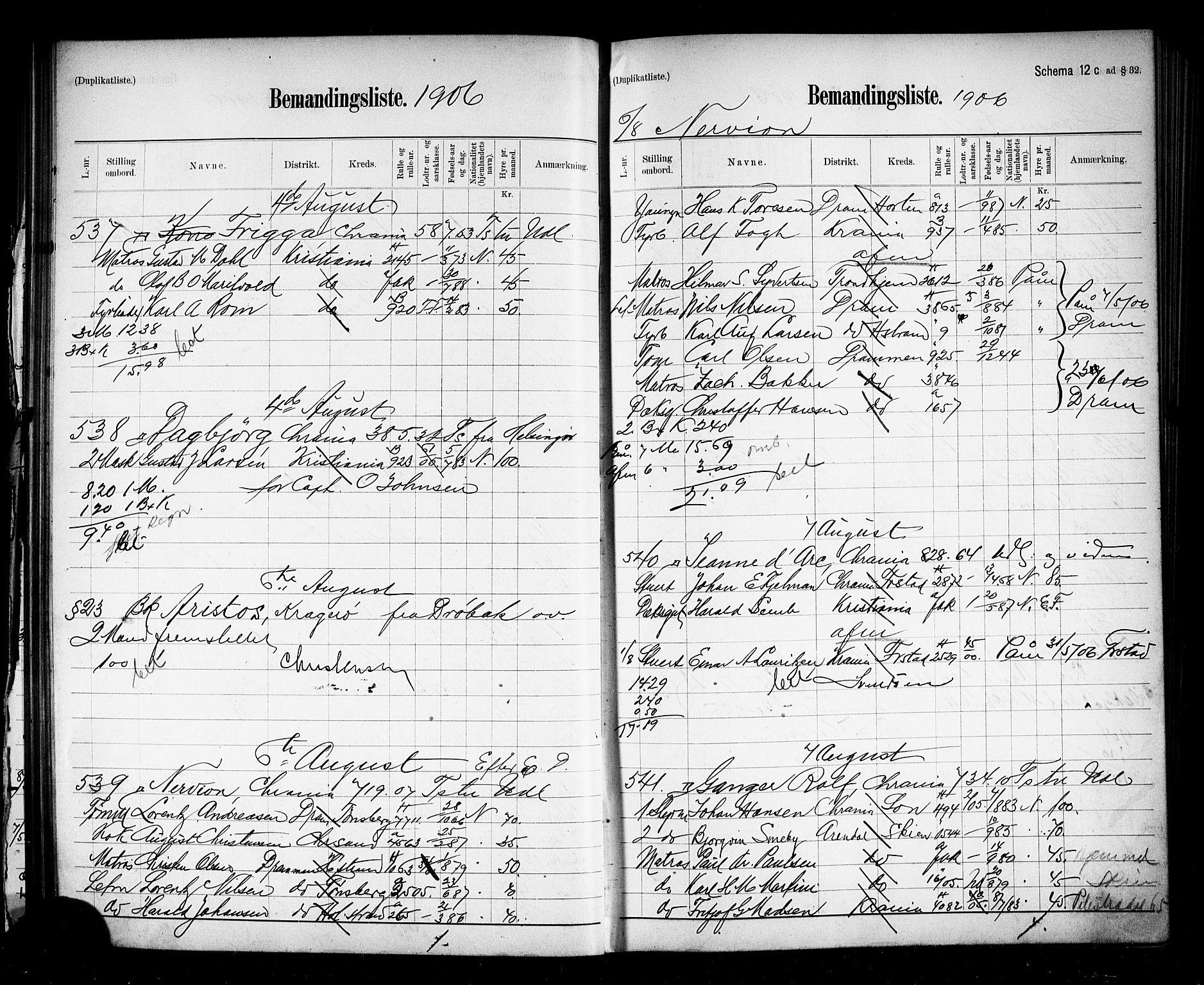 Oslo mønstringskontor, AV/SAO-A-10569g/G/Ga/L0010: Mønstringsjournal, 1906-1907