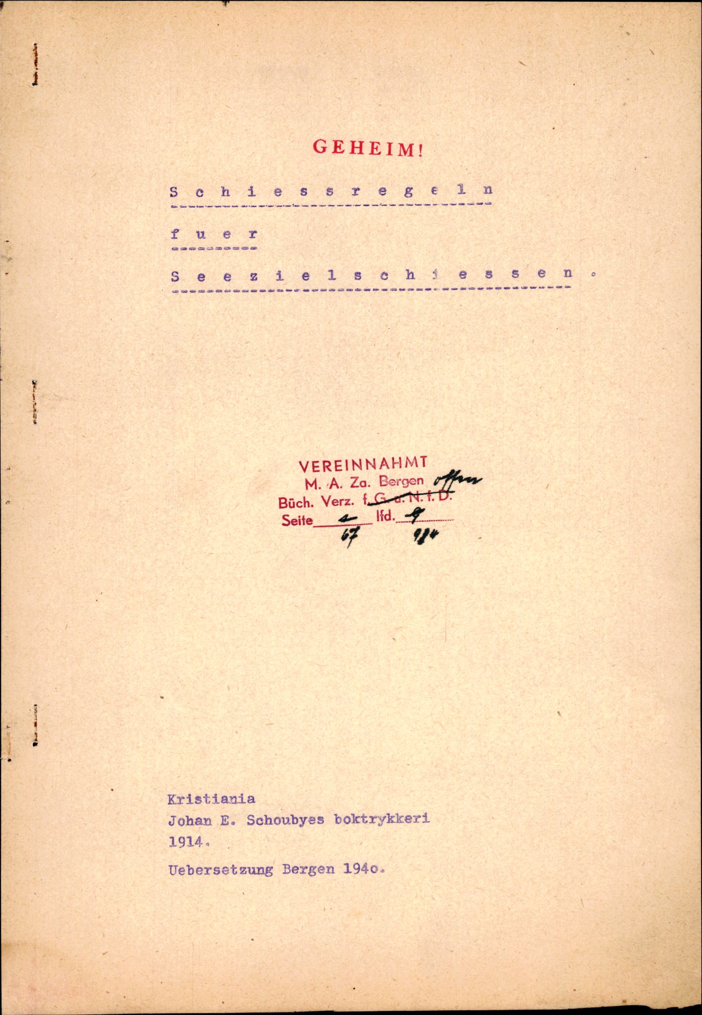 Forsvarets Overkommando. 2 kontor. Arkiv 11.4. Spredte tyske arkivsaker, AV/RA-RAFA-7031/D/Dar/Darc/L0031: Tysk marine og marineartilleri, 1940-1943, p. 2