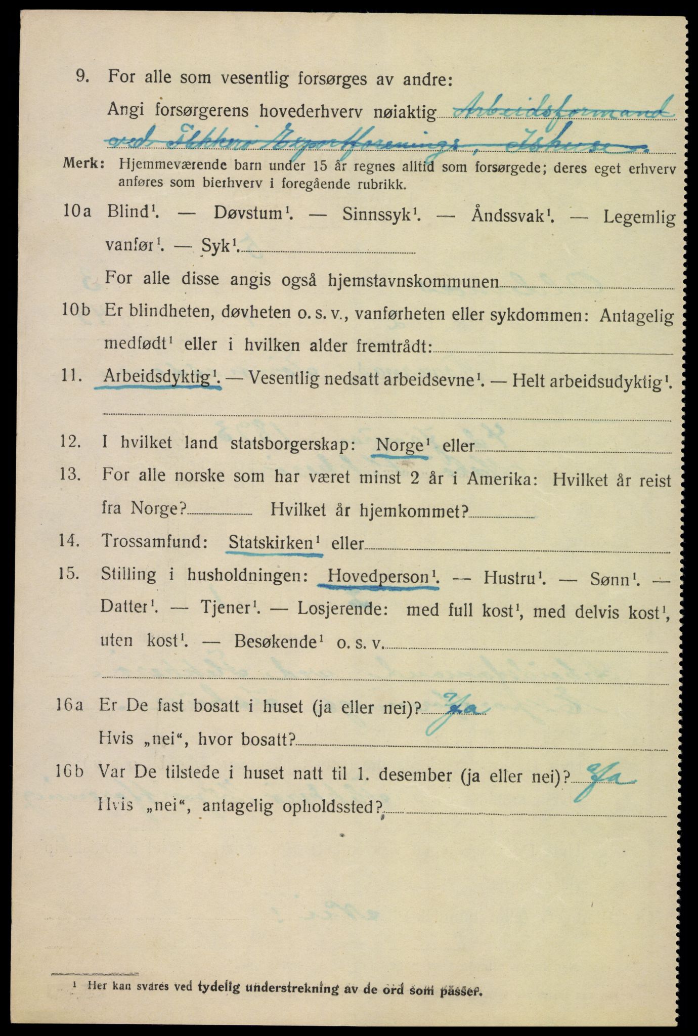 SAK, 1920 census for Oddernes, 1920, p. 3364