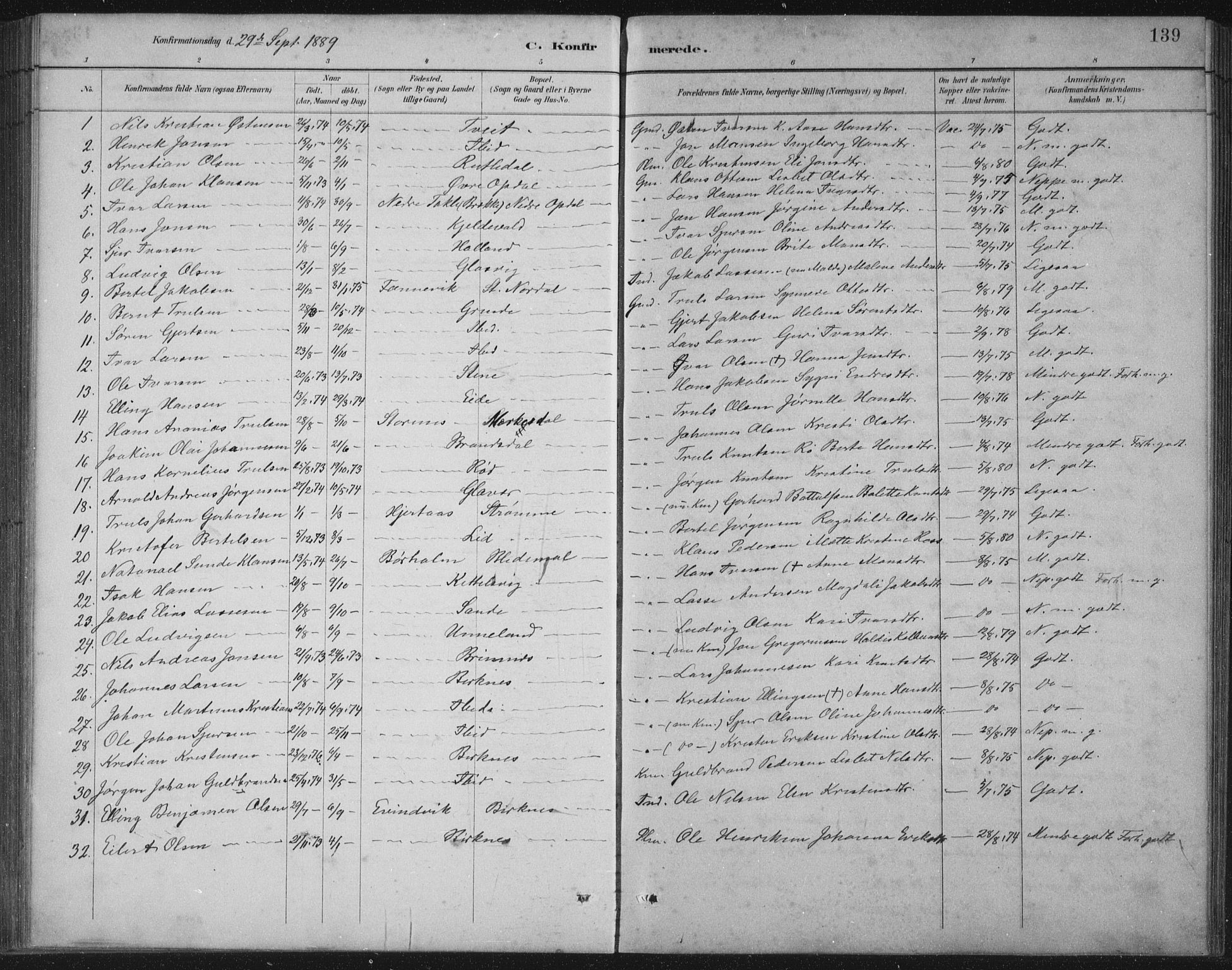 Gulen sokneprestembete, AV/SAB-A-80201/H/Hab/Habb/L0003: Parish register (copy) no. B 3, 1884-1907, p. 139