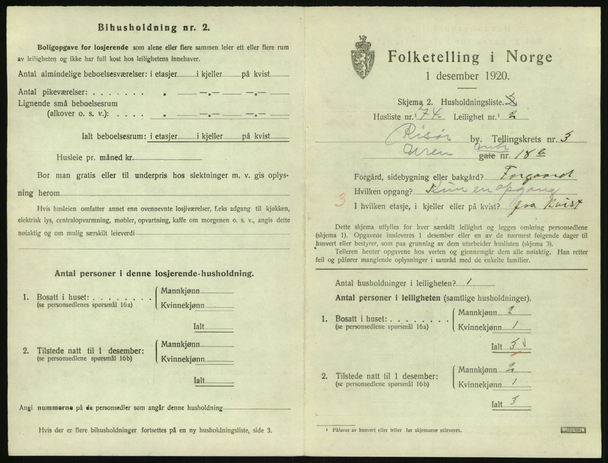 SAK, 1920 census for Risør, 1920, p. 2713