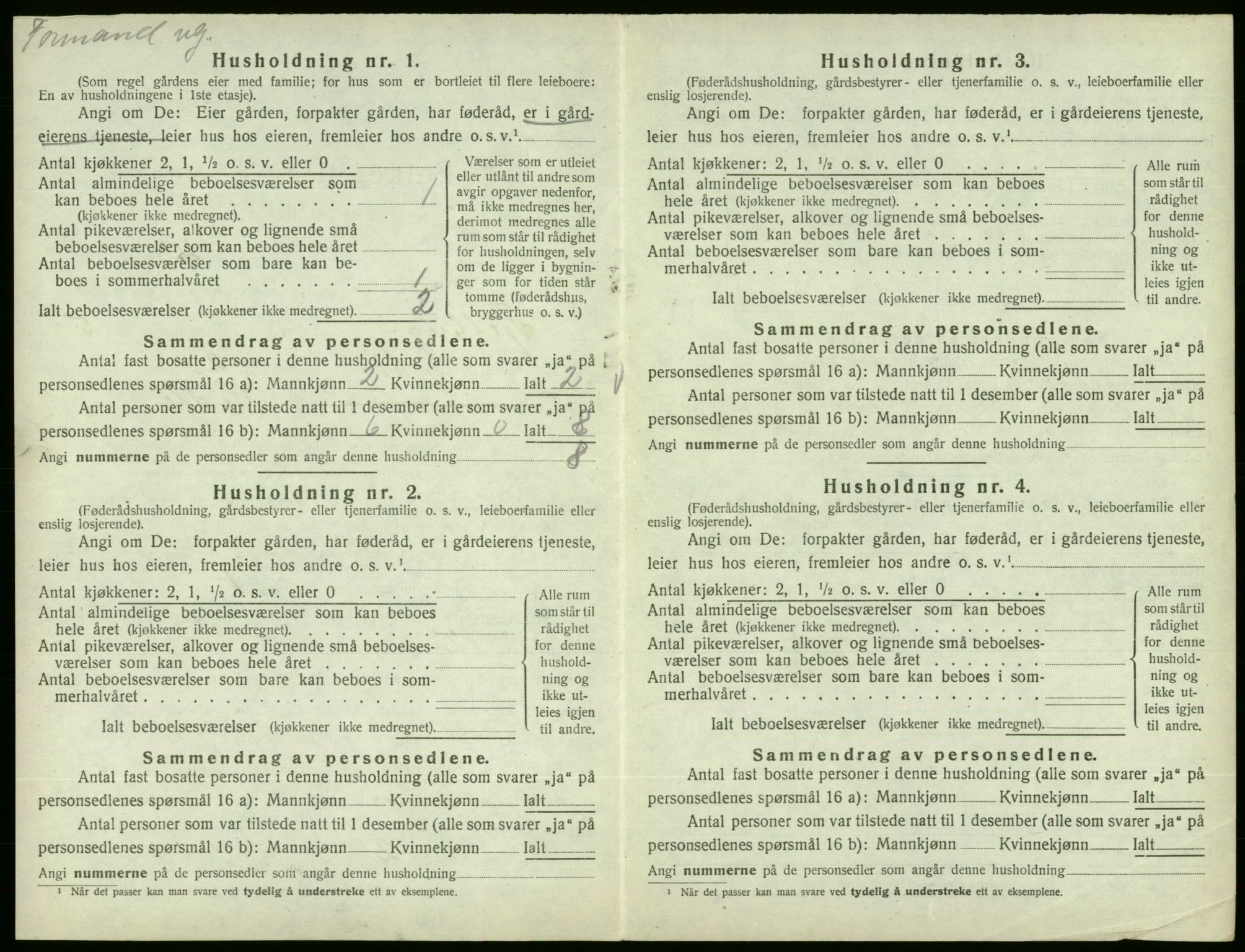 SAB, 1920 census for Fjelberg, 1920, p. 310