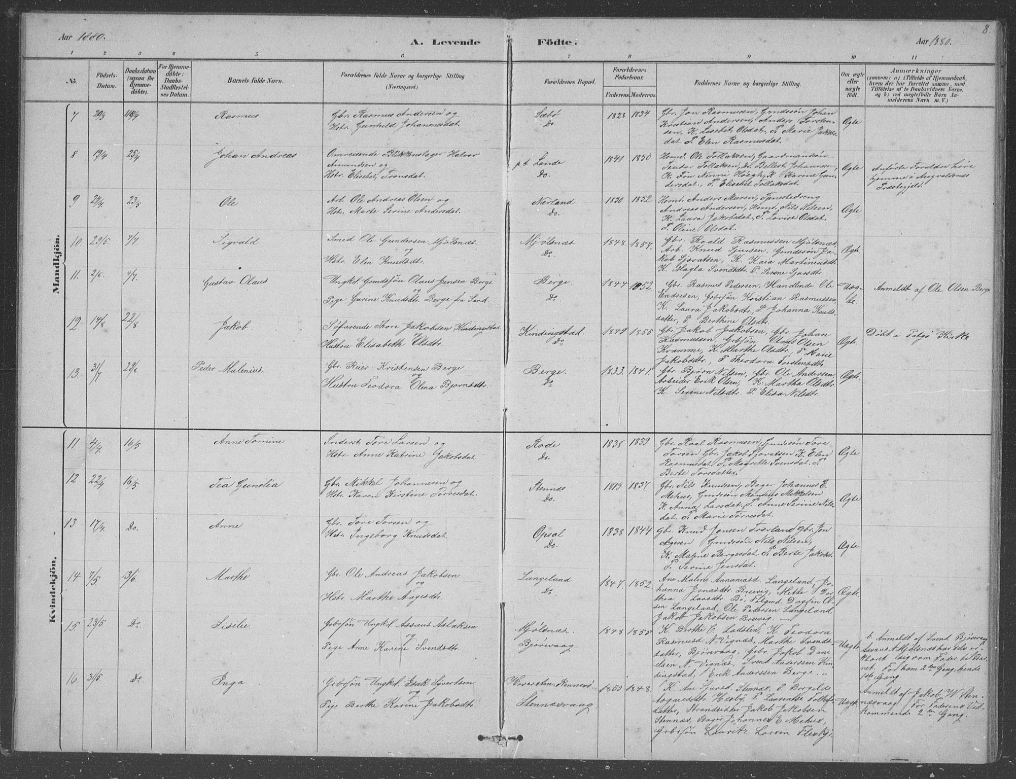 Finnøy sokneprestkontor, SAST/A-101825/H/Ha/Hab/L0003: Parish register (copy) no. B 3, 1879-1899, p. 8