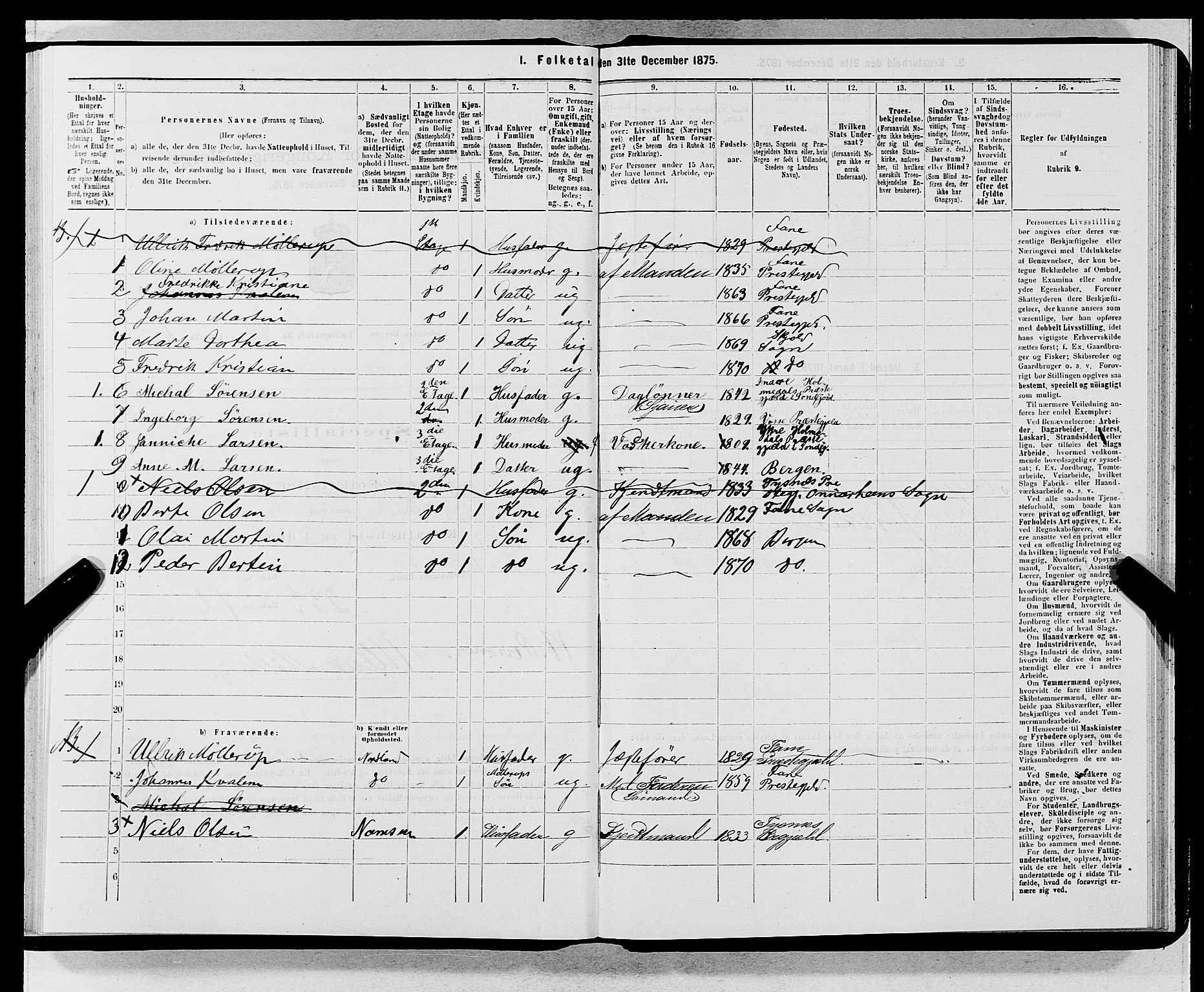 SAB, 1875 census for 1301 Bergen, 1875, p. 5343