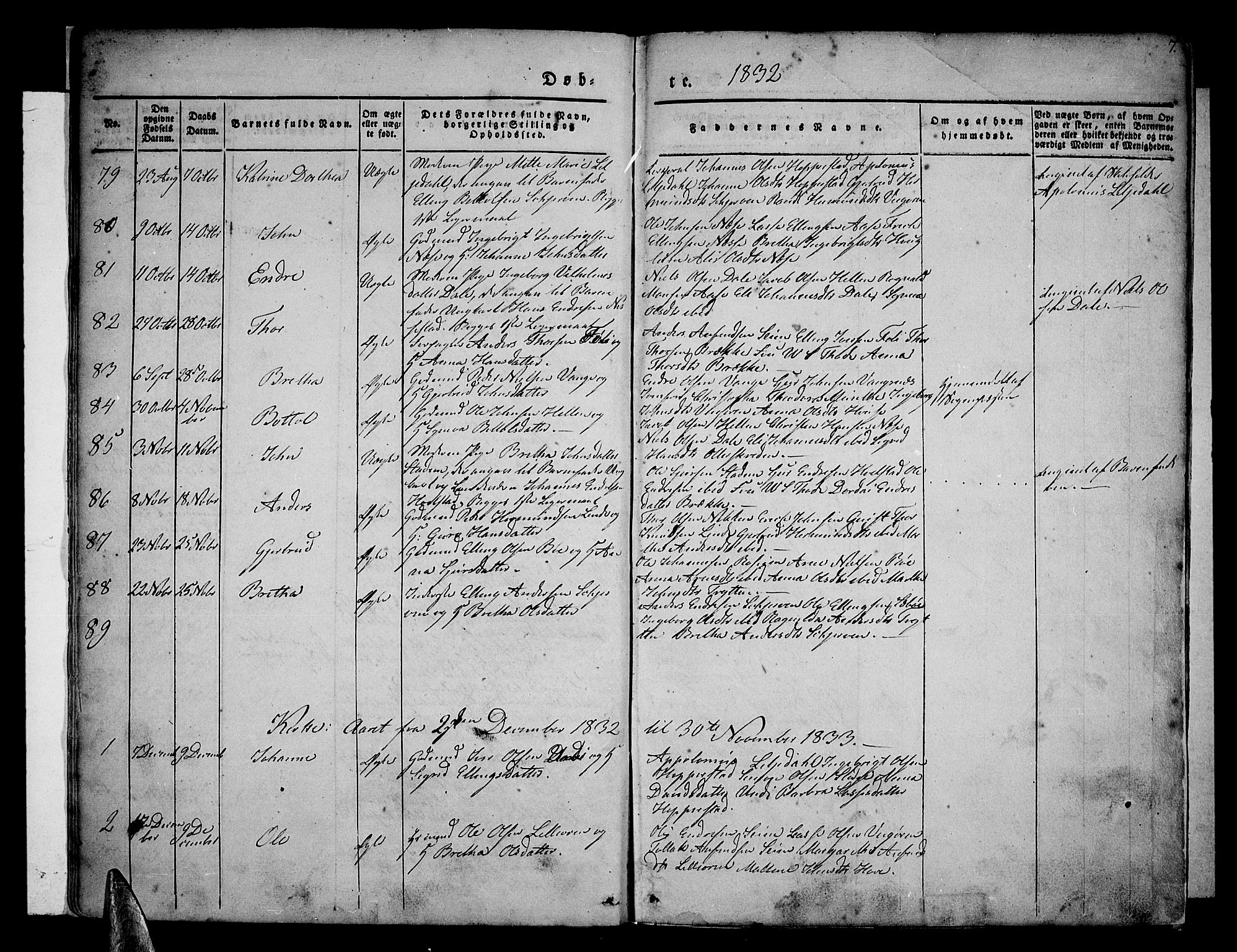 Vik sokneprestembete, AV/SAB-A-81501/H/Haa/Haaa/L0007: Parish register (official) no. A 7, 1831-1845, p. 7