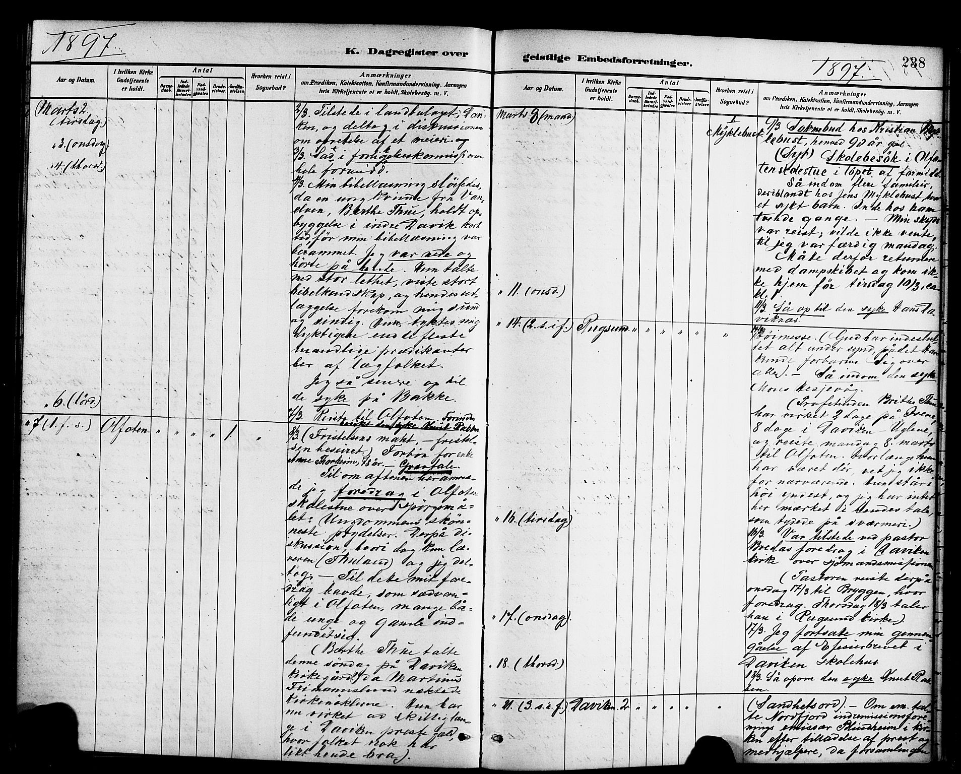 Davik sokneprestembete, SAB/A-79701/H/Haa/Haab/L0001: Parish register (official) no. B 1, 1882-1900, p. 238