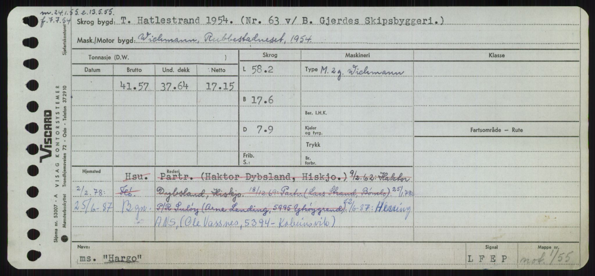 Sjøfartsdirektoratet med forløpere, Skipsmålingen, RA/S-1627/H/Ha/L0002/0002: Fartøy, Eik-Hill / Fartøy, G-Hill, p. 503