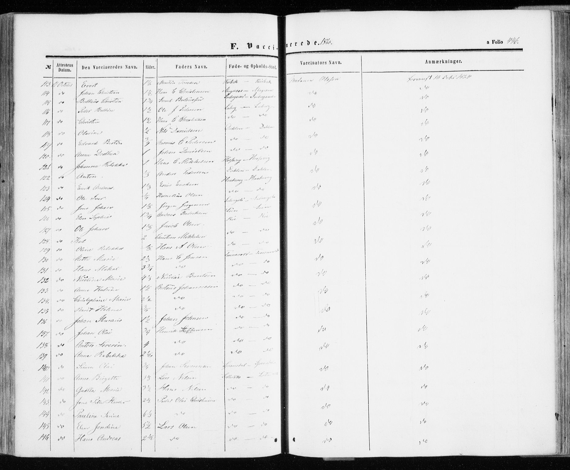 Ibestad sokneprestembete, AV/SATØ-S-0077/H/Ha/Haa/L0009kirke: Parish register (official) no. 9, 1859-1868, p. 446