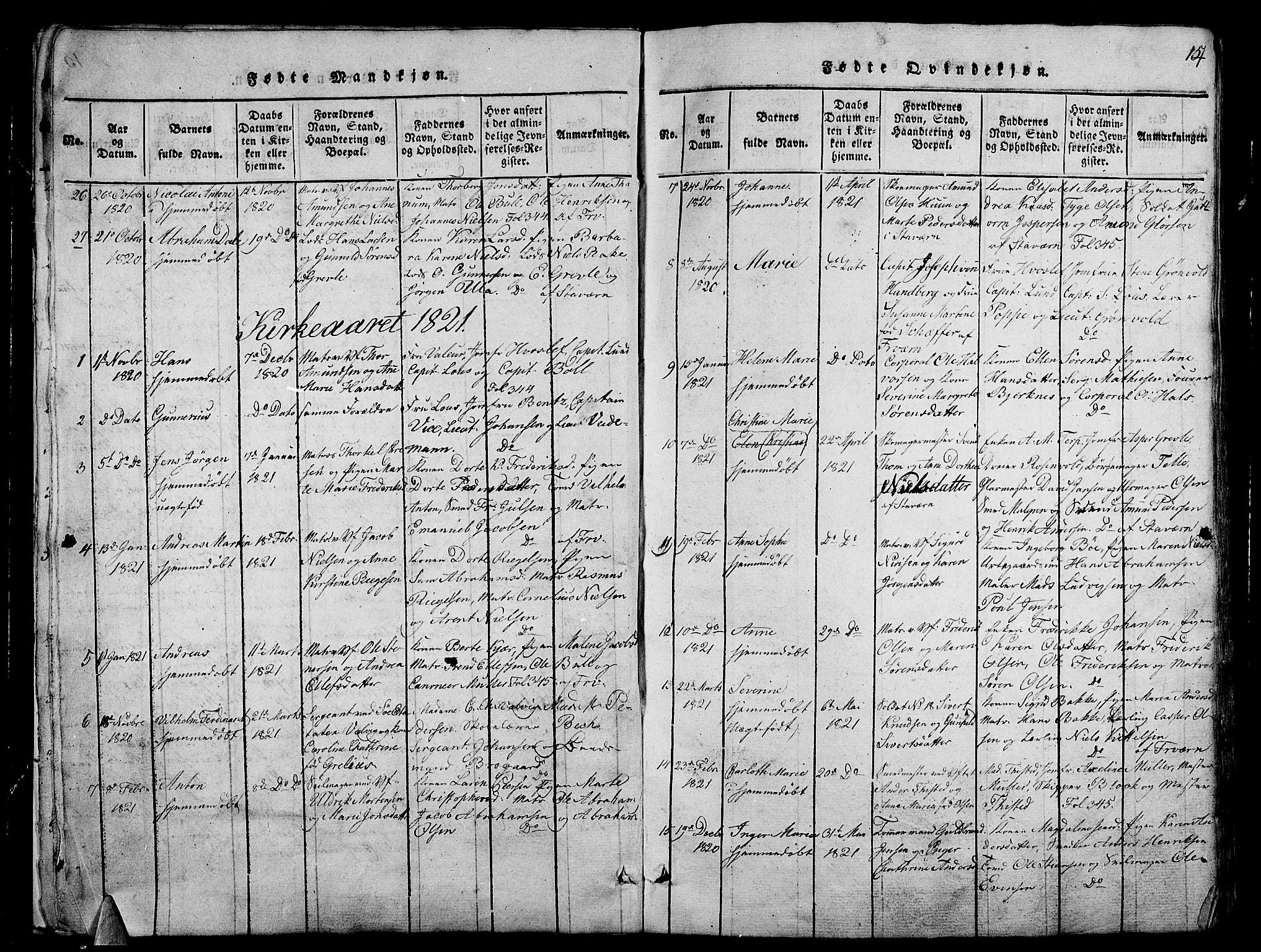 Stavern kirkebøker, AV/SAKO-A-318/G/Ga/L0001: Parish register (copy) no. 1, 1817-1841, p. 14