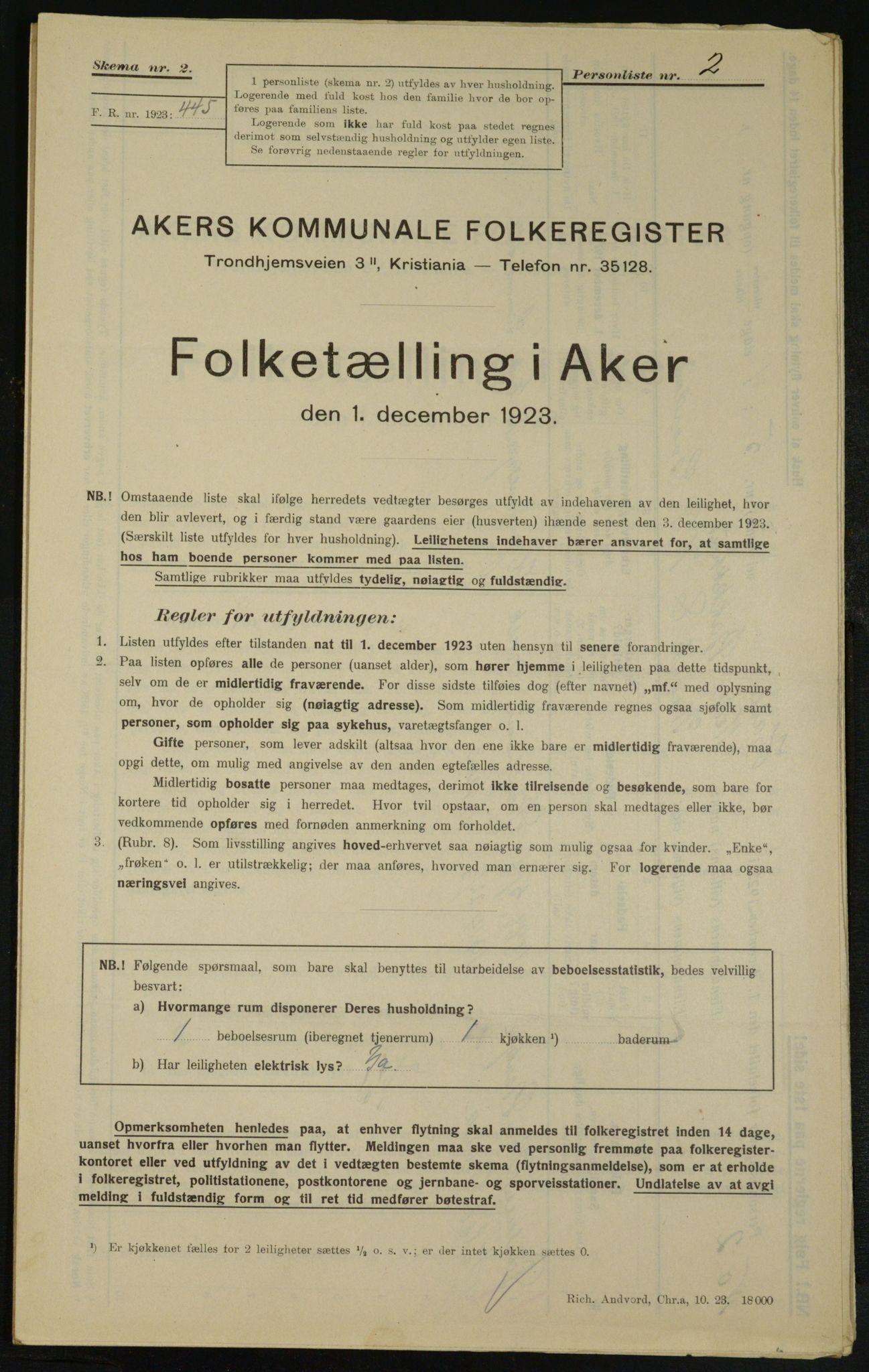 , Municipal Census 1923 for Aker, 1923, p. 25338