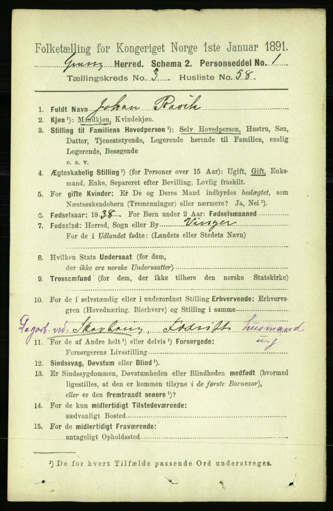 RA, 1891 census for 1742 Grong, 1891, p. 1437