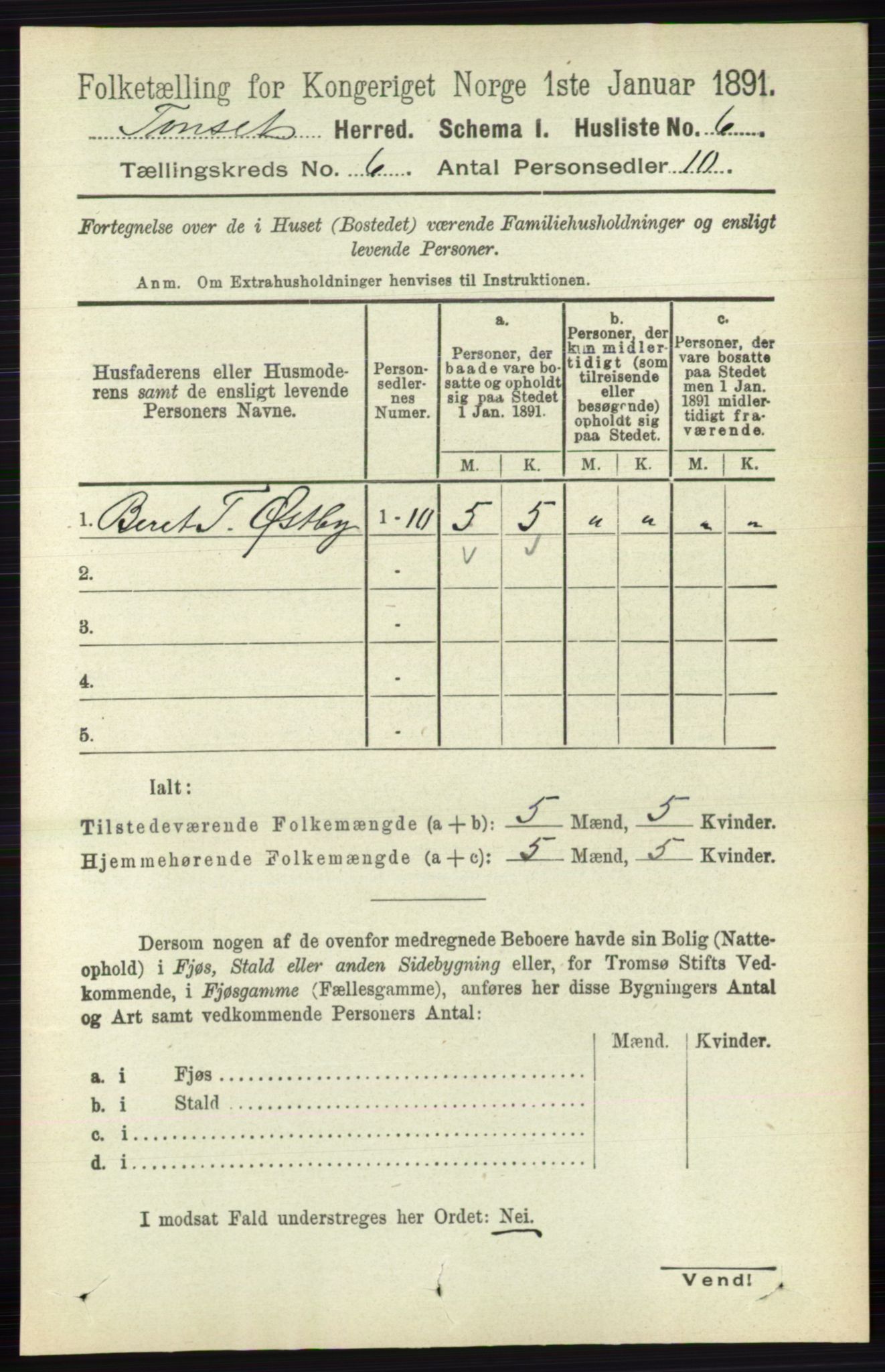 RA, 1891 census for 0437 Tynset, 1891, p. 1438