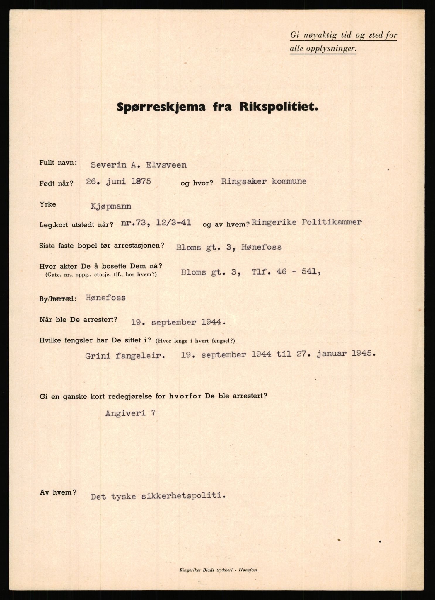 Rikspolitisjefen, AV/RA-S-1560/L/L0003: Bua, Bjarne - Erdal, Ingolf, 1940-1945, p. 1026