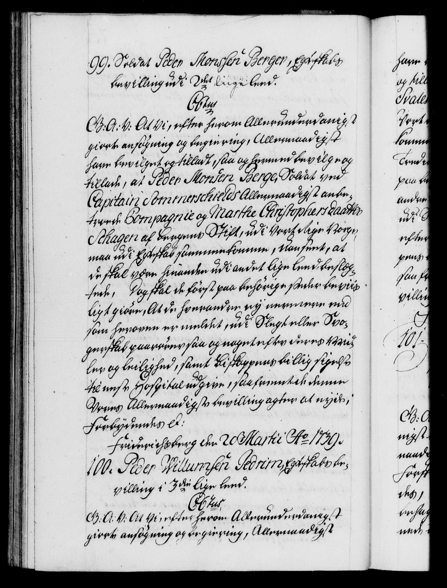 Danske Kanselli 1572-1799, AV/RA-EA-3023/F/Fc/Fca/Fcaa/L0031: Norske registre, 1739-1740, p. 73b