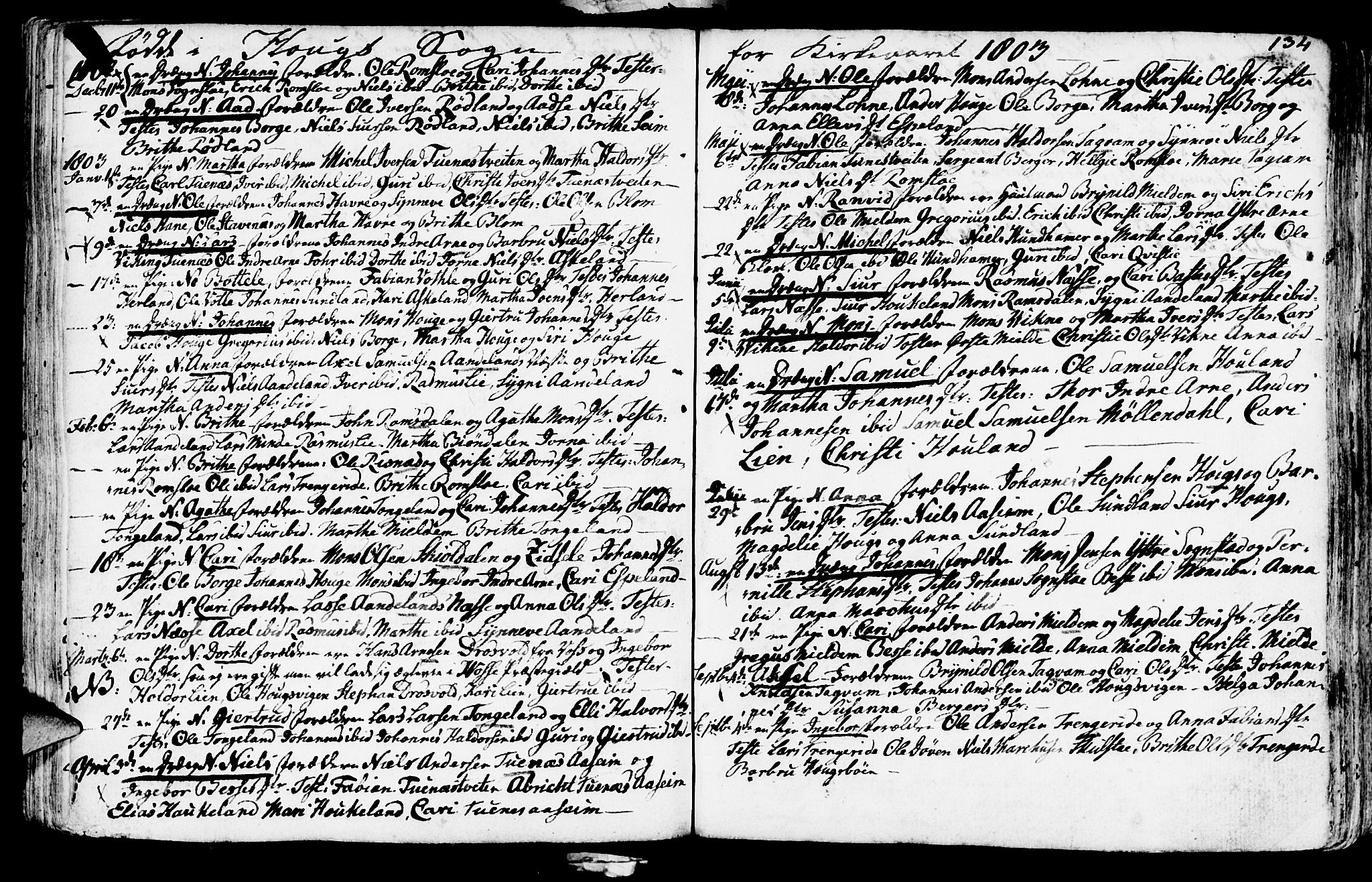 Haus sokneprestembete, SAB/A-75601/H/Haa: Parish register (official) no. A 11, 1796-1816, p. 134