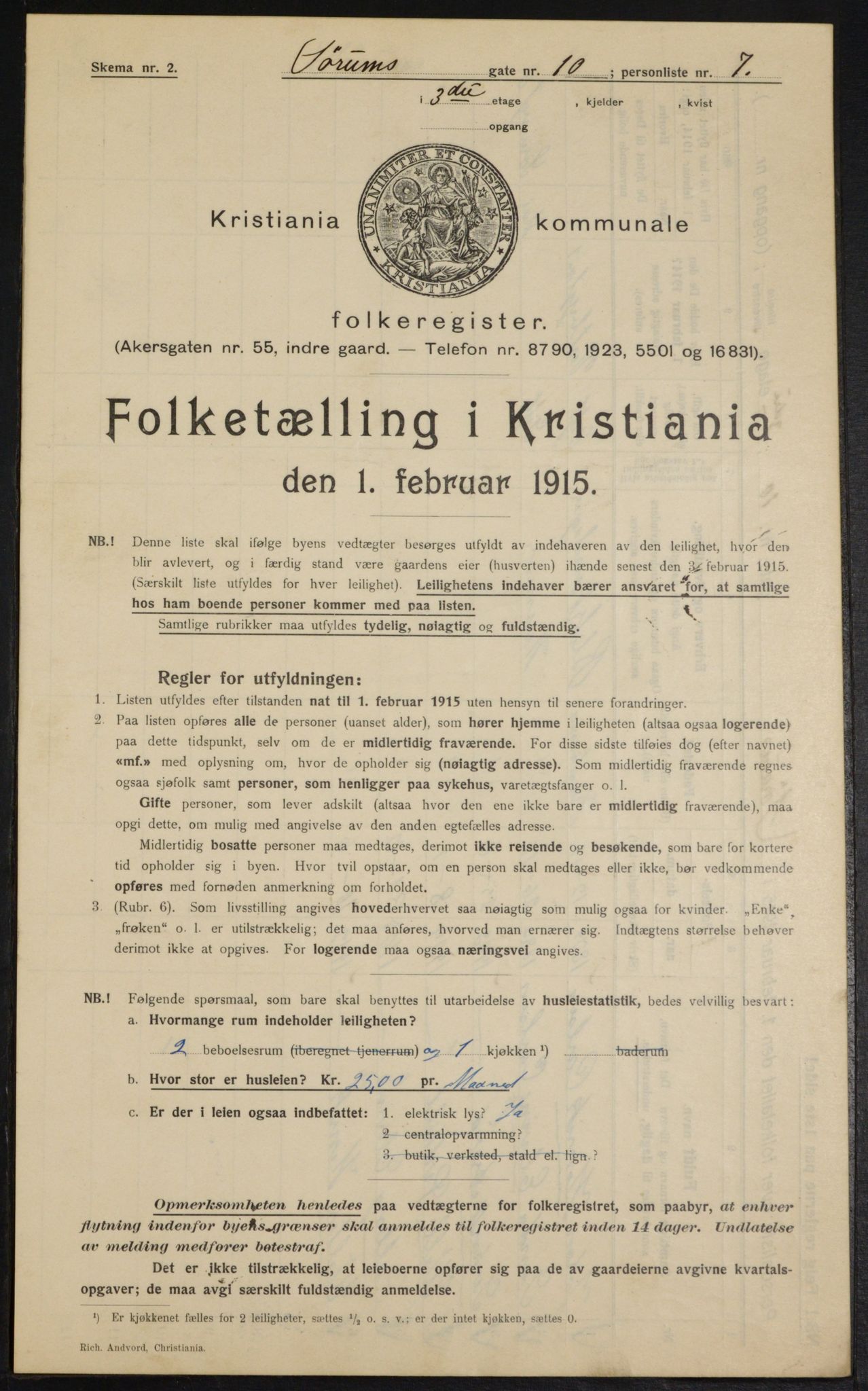 OBA, Municipal Census 1915 for Kristiania, 1915, p. 107276