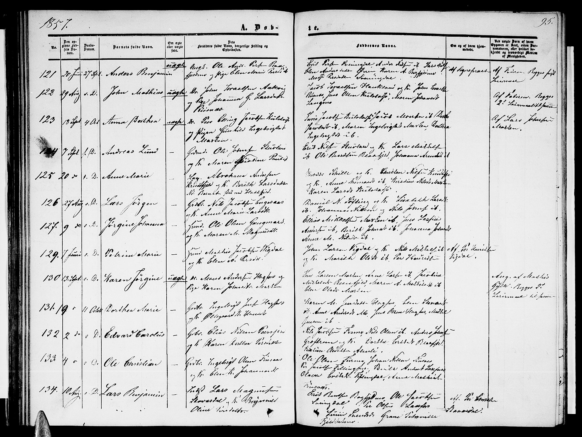 Ministerialprotokoller, klokkerbøker og fødselsregistre - Nordland, SAT/A-1459/820/L0301: Parish register (copy) no. 820C03, 1851-1858, p. 95