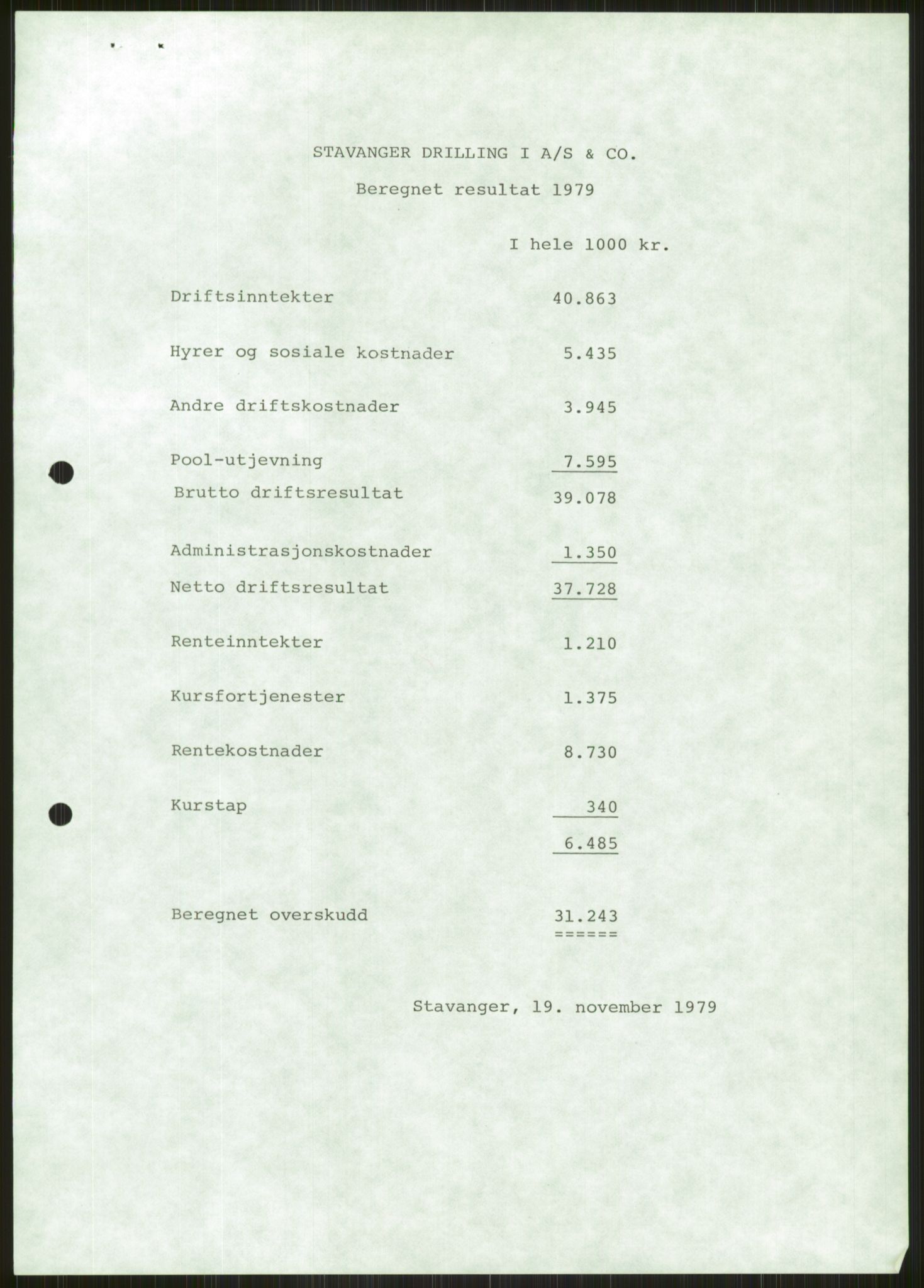 Pa 1503 - Stavanger Drilling AS, AV/SAST-A-101906/A/Ab/Abc/L0003: Styrekorrespondanse Stavanger Drilling I A/S, 1978-1980, p. 5