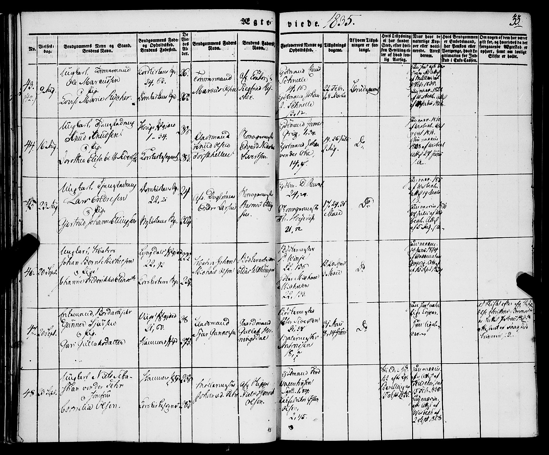 Korskirken sokneprestembete, AV/SAB-A-76101/H/Haa/L0034: Parish register (official) no. D 1, 1832-1852, p. 33